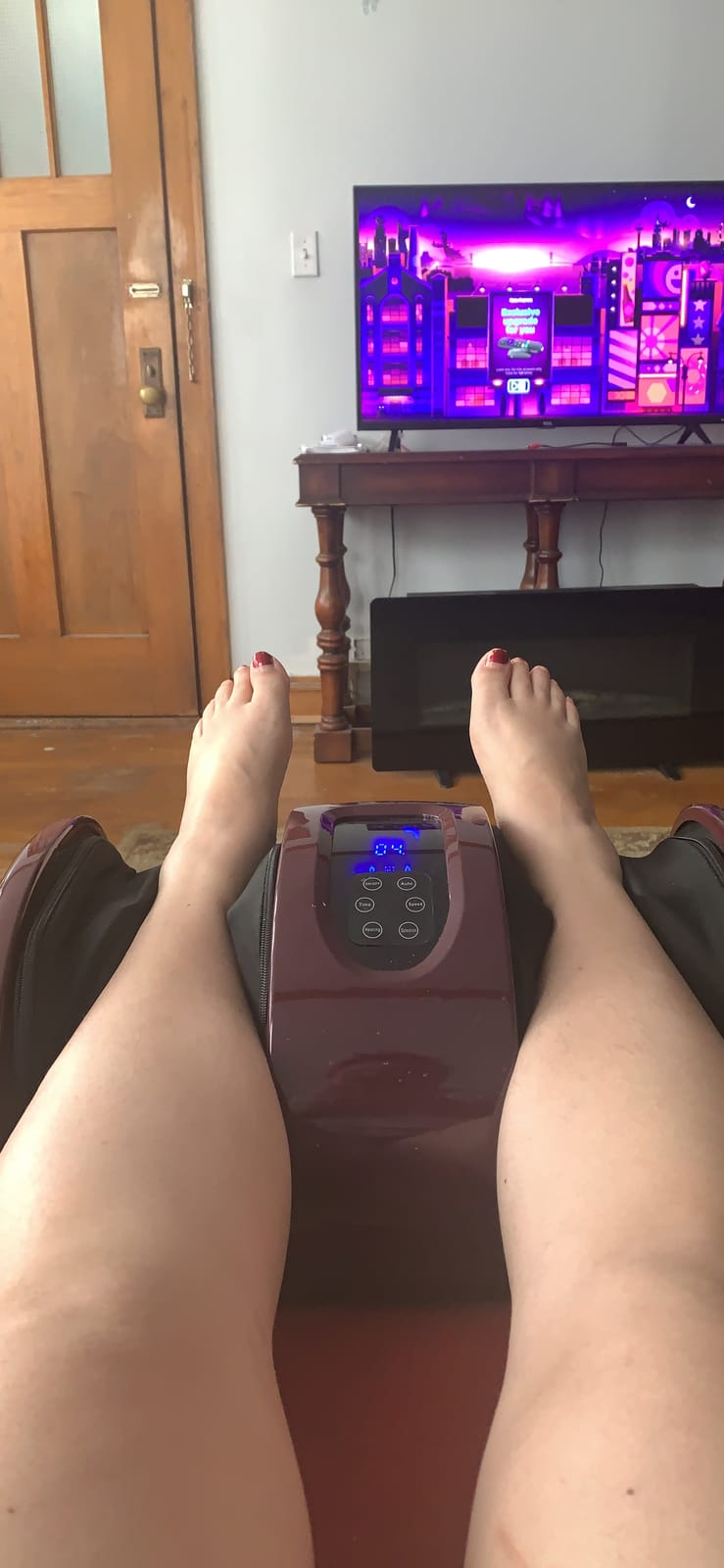 Best Choice Products Shiatsu Foot Massager with Heat for Plantar Fasciitis & Neuropathy, Kneading Foot & Calf Massager with Remote, 360° Adjustable Handle, Rolling & Compression Massage - Black customer photo 1