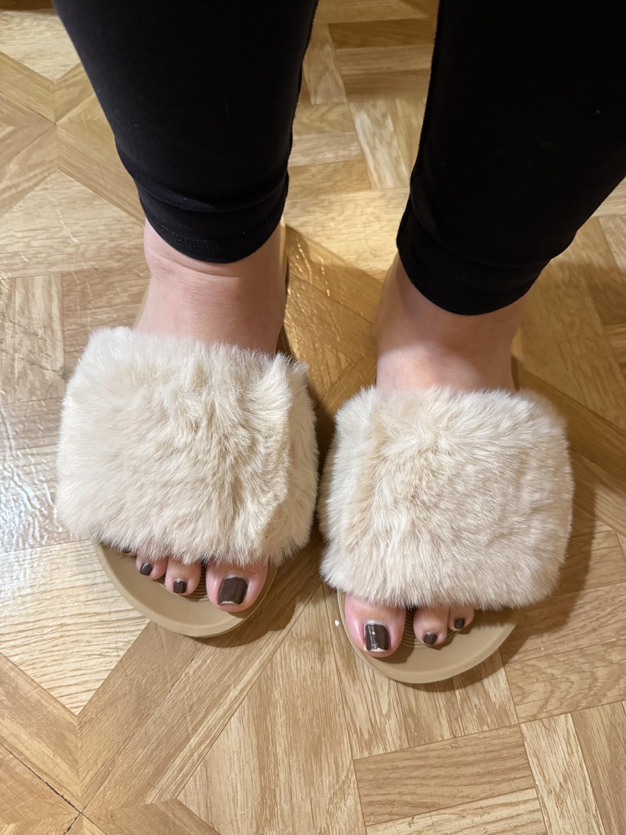COFACE Womens Slippers with Arch Support Comfy Open Toe Fuzzy Woman House Shoes Plantar Fasciitis Orthotic Ladies Slippers Indoor customer photo 2