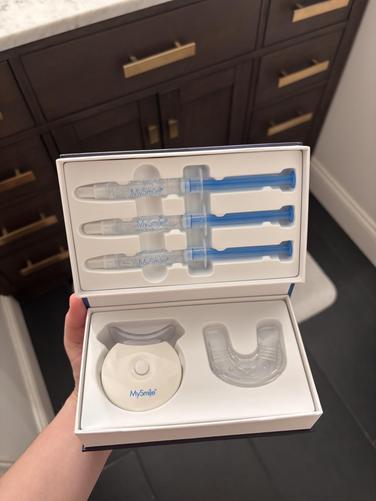 MySmile Teeth Whitening Kit with LED Light, 10 Min Non-Sensitive Fast Teeth Whitener with 3 Carbamide Peroxide Whitening Gel, Helps to Remove Stains from Coffee, Smoking, Wines, Soda, Food customer photo 1