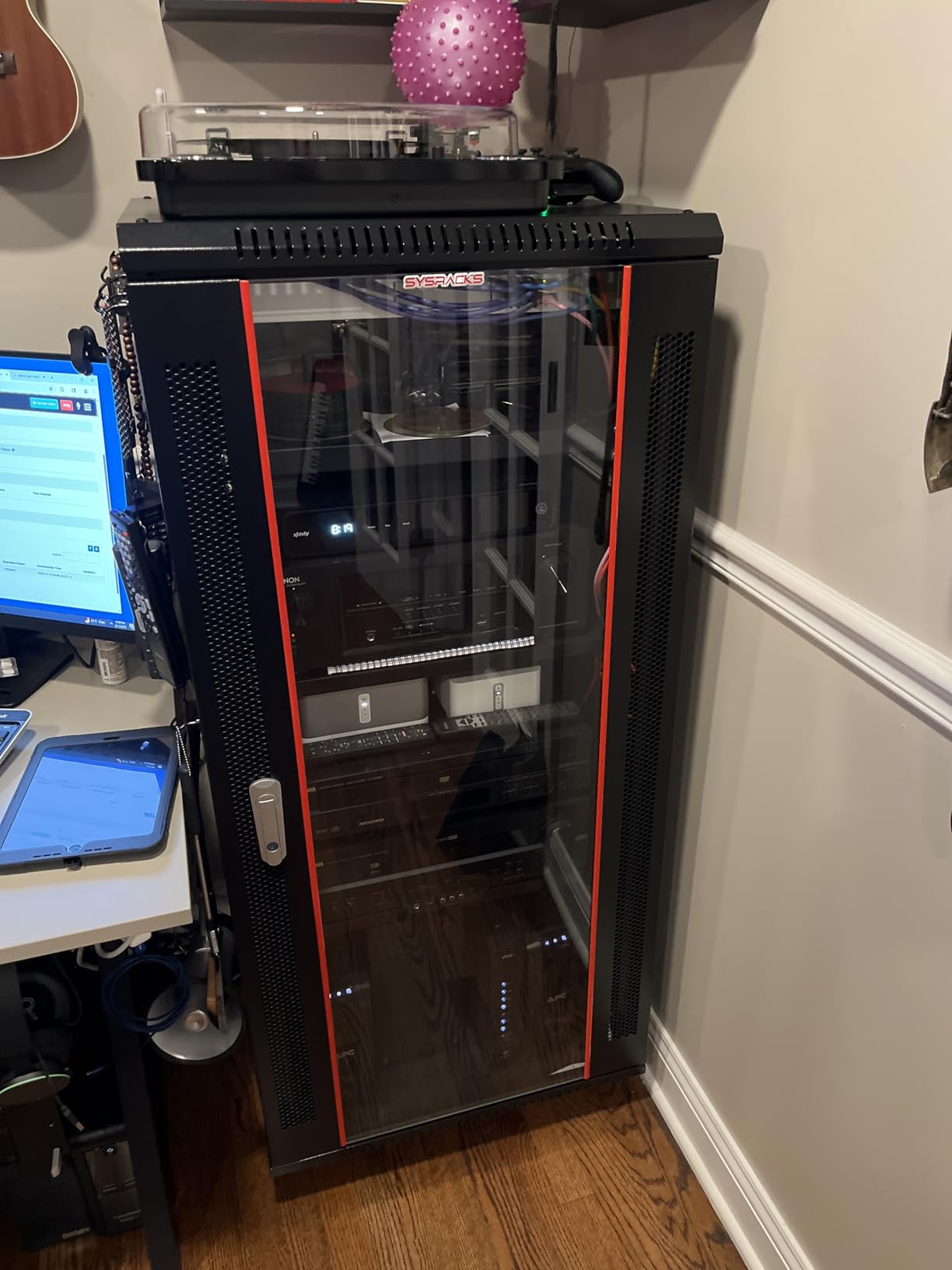 27U Wall Mount Server Rack Cabinet, 19” Locking Network Rack, 24” Deep, Glass Door, with Fan, PDU and Shelf customer photo 1