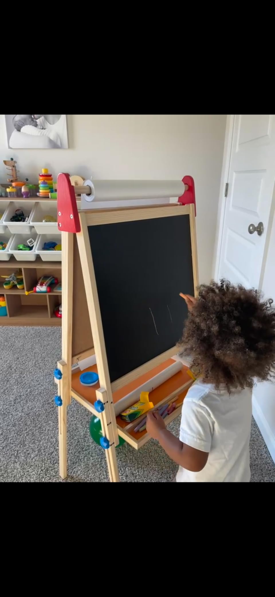Tiny Land Wooden Easel for Kids, Art Easel with Chalkboard & Whiteboard customer photo 2