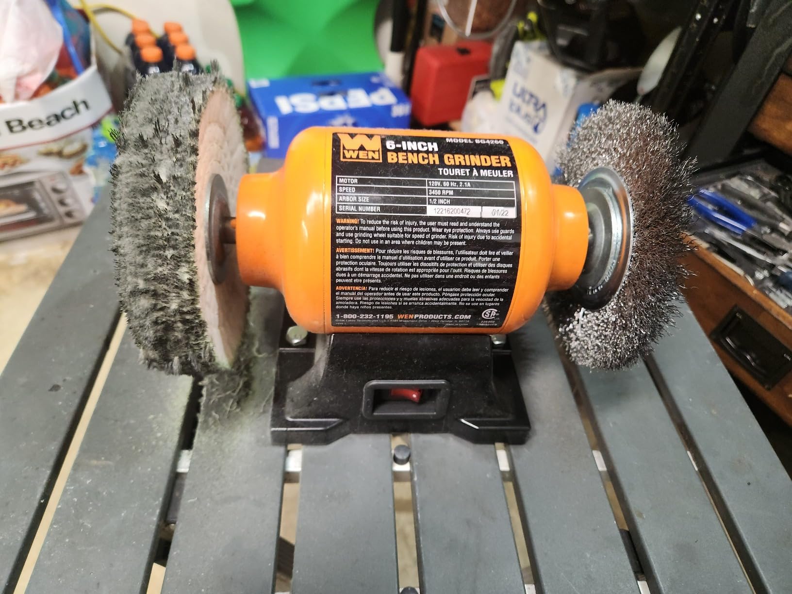 WEN BG4260 2.1-Amp 6-Inch Single Speed Bench Grinder, Orange,black customer photo 2