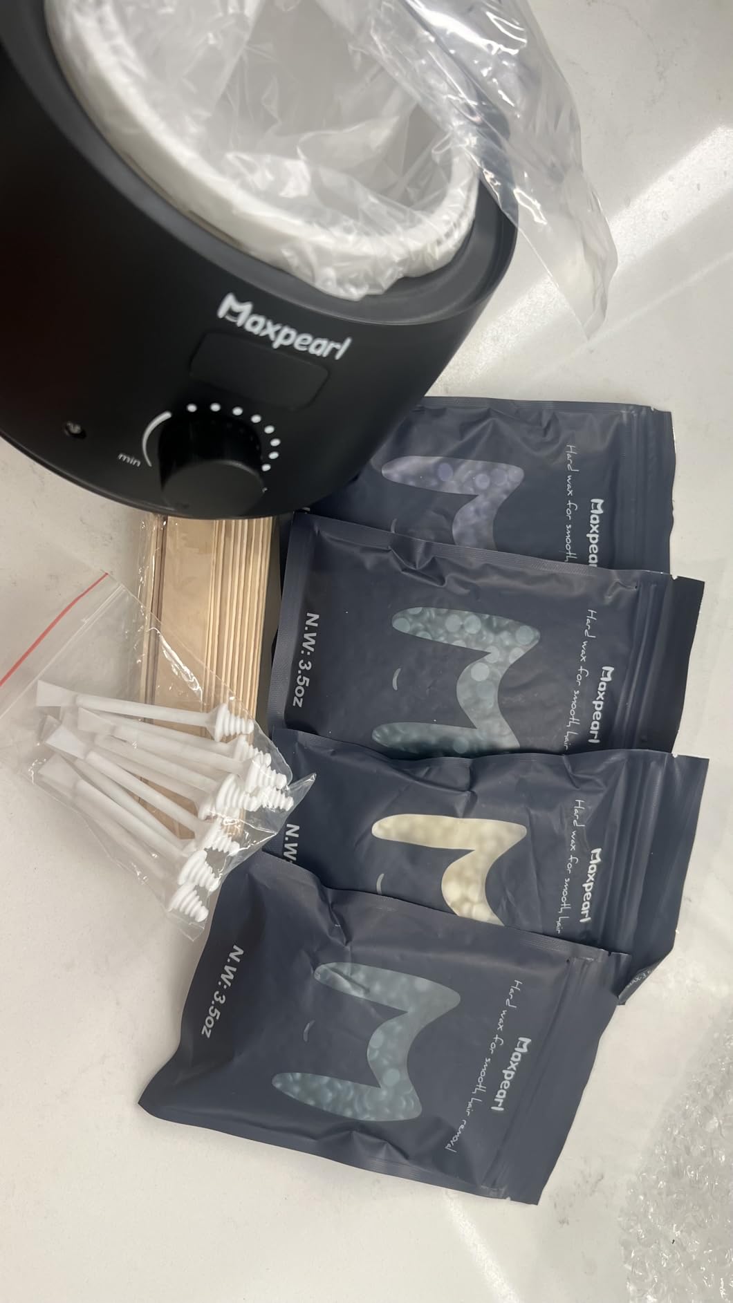 Maxpearl Digital Waxing Kit for Women Men, Easy to Use, Black | Precise Temperature Control, Home Hair Removal Wax Warmer with Hard Wax Beads for Sensitive Skin, Face,Brazilian, Underarms customer photo 1