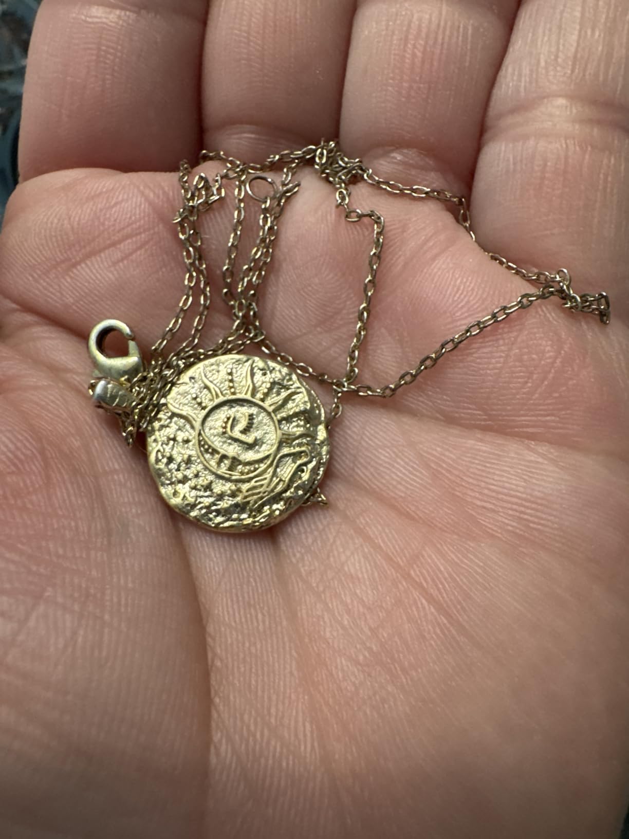PAVOI 14K Gold Plated Engraved Coin Pendant Necklaces for Women customer photo 1