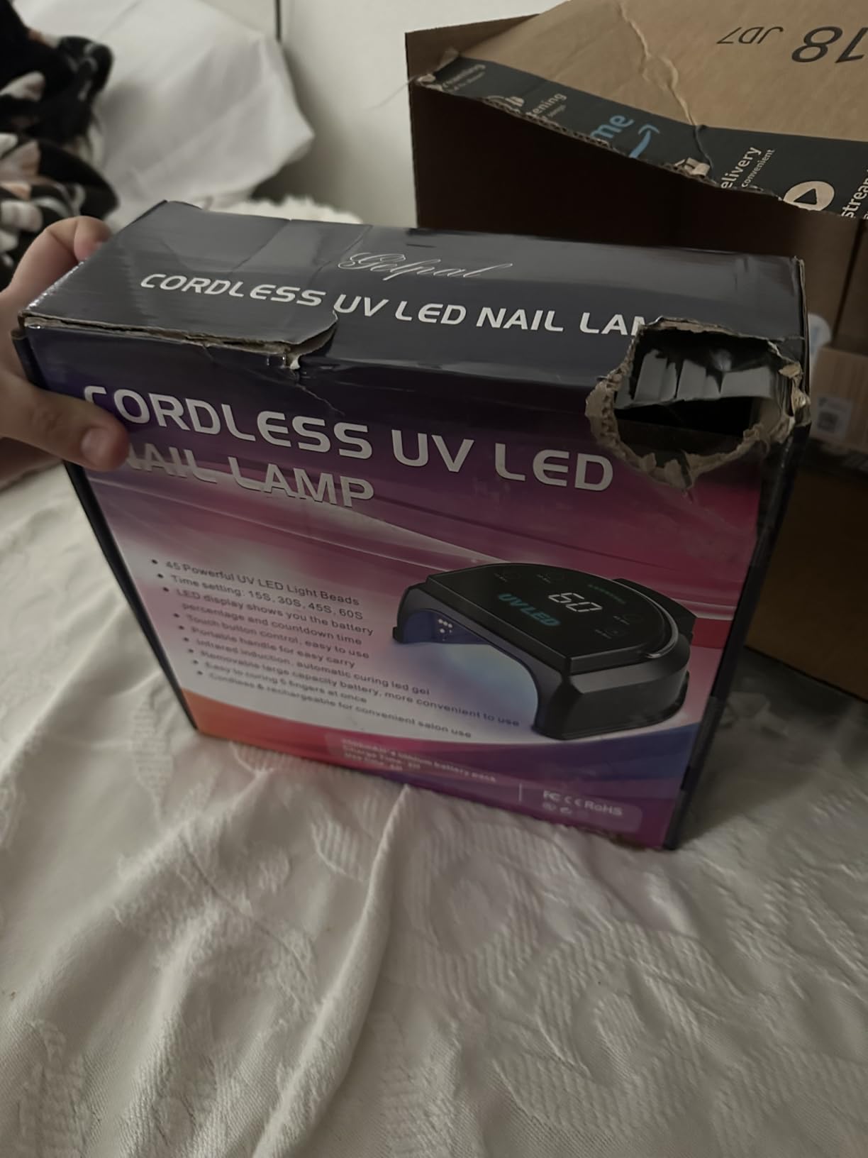 80W Professional Cordless UV LED Nail Lamp, UV Lights for Nails with 45 Beads and Rechargeable Battery, Portable LED Gel Nail Curing Dryer, Nail Polish Machine for Salon or Home, Black customer photo 1