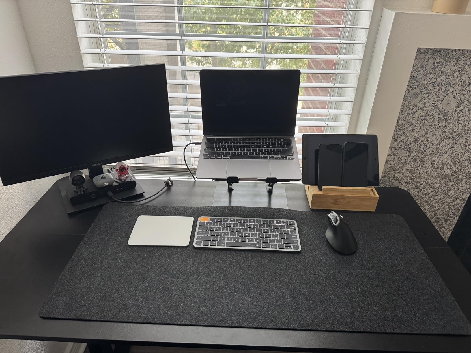 DAWNTREES Large Felt Desk Mat, 40''x16'' Full Keyboard and Mouse Pad | Non-Slip Computer Desk Mat for Desktop, Felt Desk Pad Protector for Office and Home, Dark Grey customer photo 1