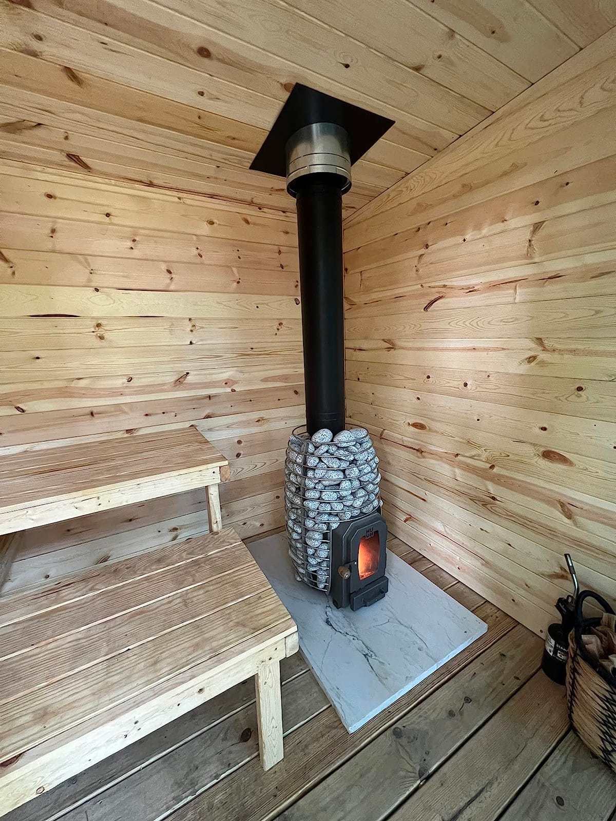 HUUM Hive Wood 13 kW Sauna Stove, 198 pounds of Rounded Olivine Stones Included (for saunas Between 210-460 cu ft.) customer photo 2