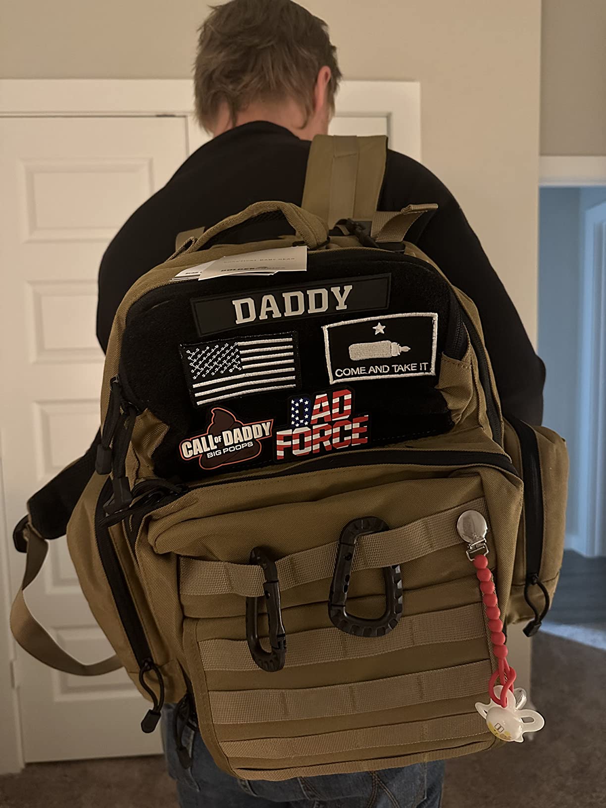 Dad Diaper Bag - Molle-Style Military Diaper Backpack Made of Rugged 900D Waterproof Polyester with Wider Extra-Long Straps, Pouch for Dirty Diapers, Baby Wipes Dispenser & Insulated Bottle Pockets customer photo 2
