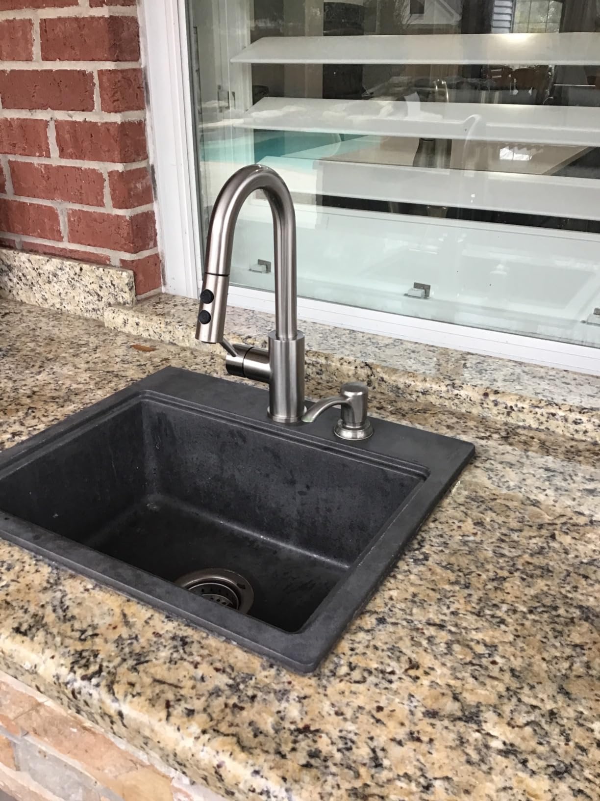Bar Faucet with Pull Out Sprayer Single Hole, JXMMP Single Handle Stainless Steel Brushed Nickel Bar Sink Faucets with Sprayer, Modern Small Kitchen Sink Faucet with cUPC Supply Hose customer photo 2
