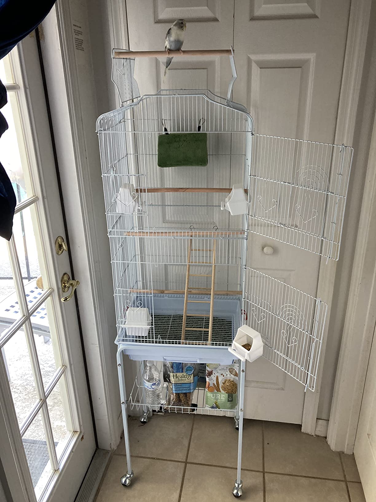 BestPet 64 inch Wrought Iron Bird Cage for Parakeets Medium Small Parrots Parakeet Cage with Detachable Rolling Stand & Play Open Top for Cockatiels Lovebird Finches Canaries (Black) customer photo 1