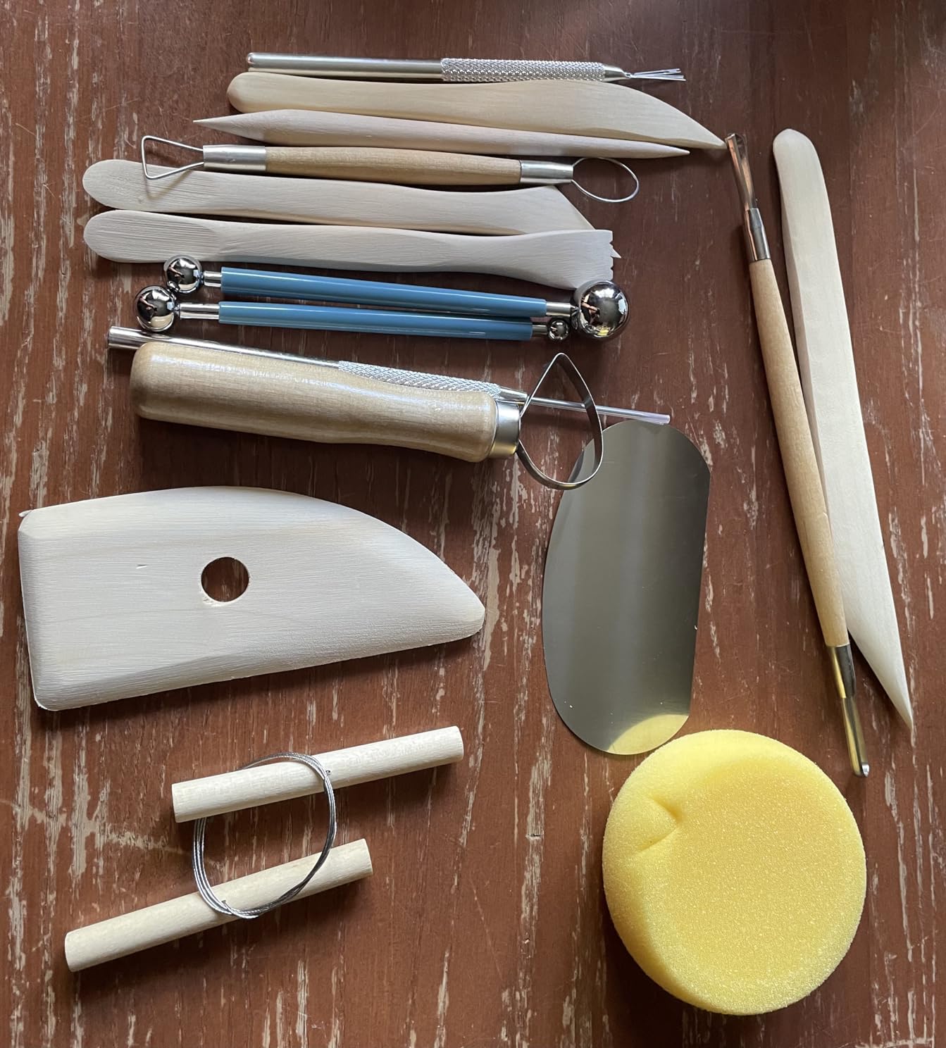 KACOLA Pottery Tool Kit, 17pcs Polymer Clay Tools, Modeling Clay Sculpting Tools Kit, Ceramics Tools, Trimming, Embossing Pattern, Smooth Wooden Handles customer photo 1