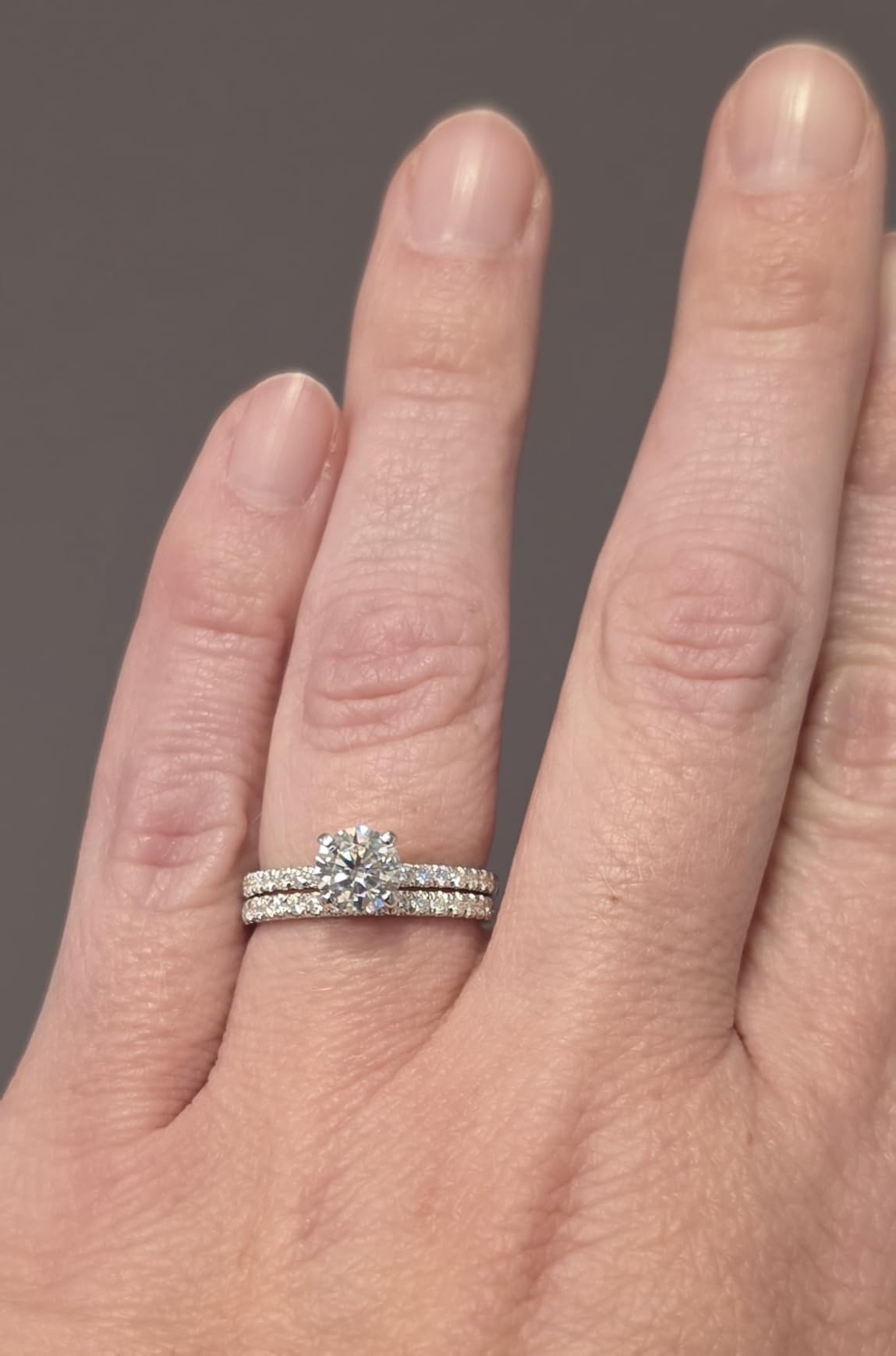 IMOLOVE Moissanite Wedding Band Wedding Rings for Women 925 Sterling Silver Rings with 18K White Gold Plated Eternity Stackable Engagement Ring Anniversary Band Size 3-12 customer photo 2