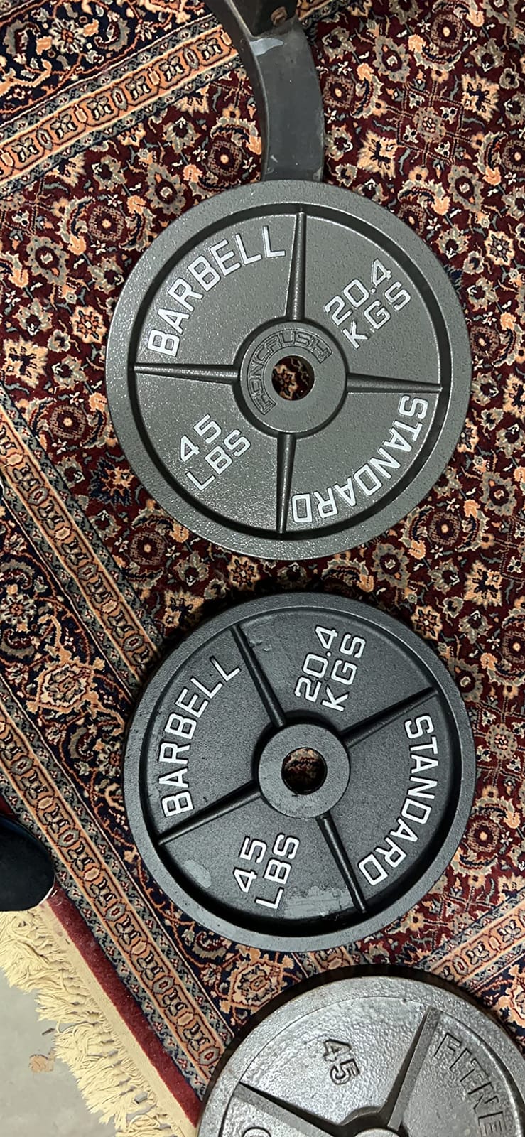 Cast Iron Olympic Weight Plates - Free Weights with 2-inch Hole & Anti-Rust Hammertone Finish - Ideal for Strength Training, Crossfit Equipment & Home Gym Set - Sold in Pairs - 2.5LB-45LB customer photo 2
