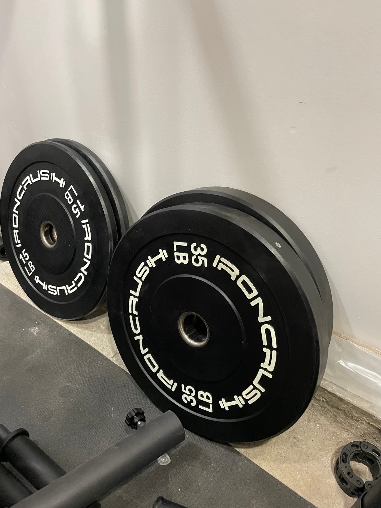 Iron Crush Olympic Bumper Plates Set - Virgin Rubber Weights for Strength Training - Fits 2