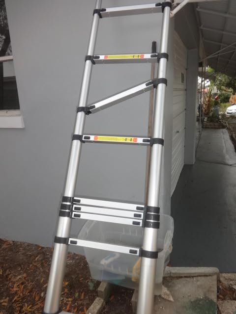 Telescoping Extension Ladder 14.5 FT, Folding Telescopic Aluminum Ladders, Lightweight Collapsible Ladder Step for RV Roof Attic Home, 330 LB Capacity (14.5 FT) customer photo 1