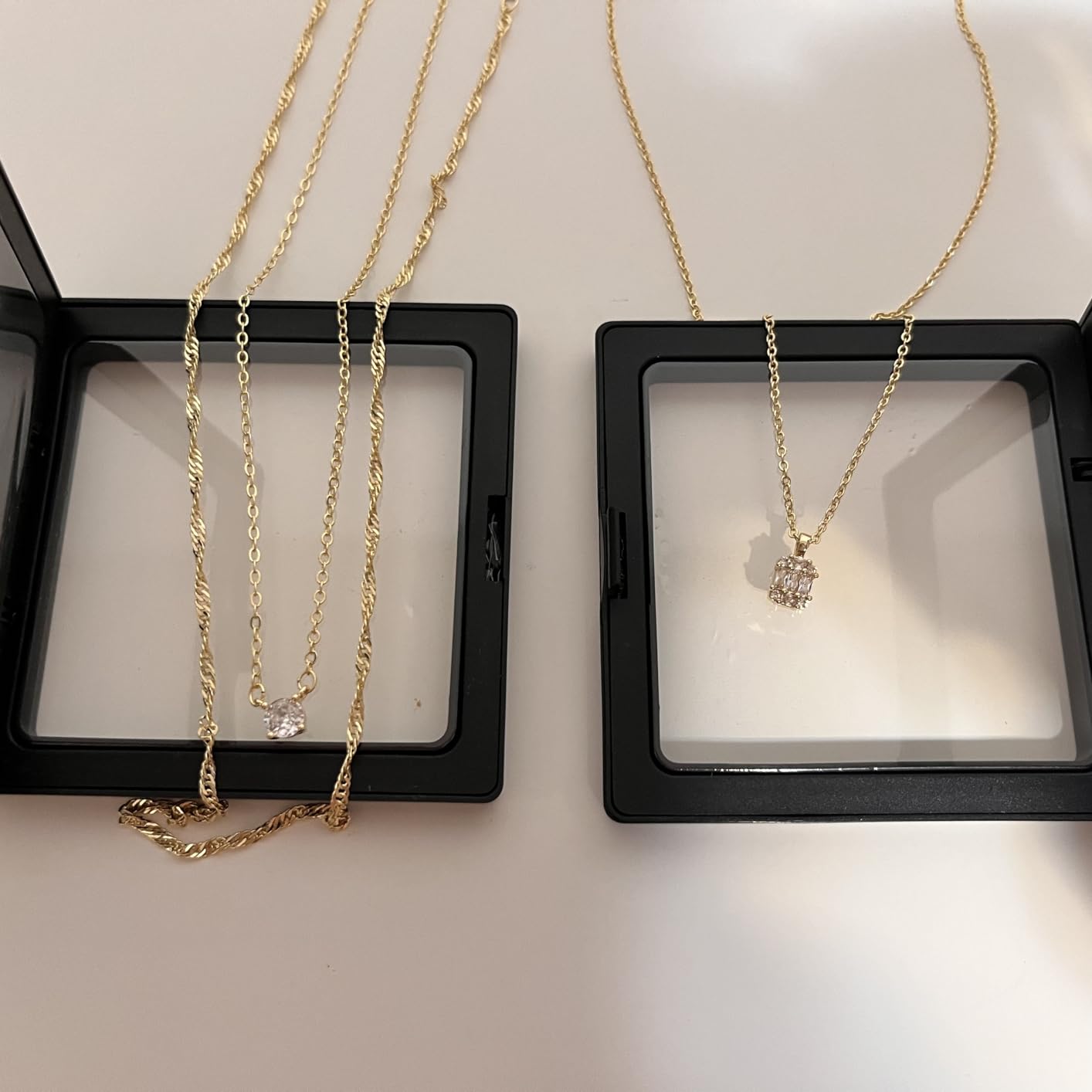 Tewiky Dainty 14k Gold Plated/Silver Cubic Zirconia Necklaces for Women customer photo 2