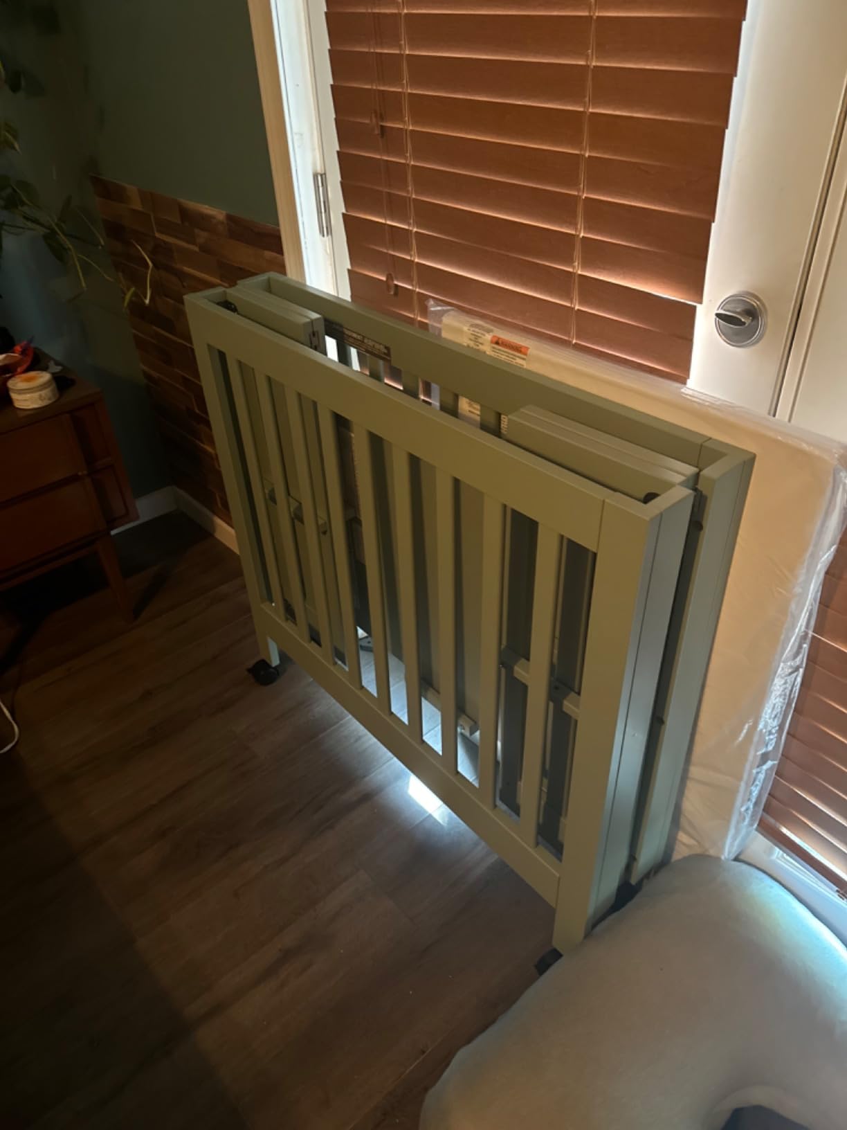 Babyletto Origami Mini Portable Crib, GREENGUARD Certified, Light Sage customer photo 1