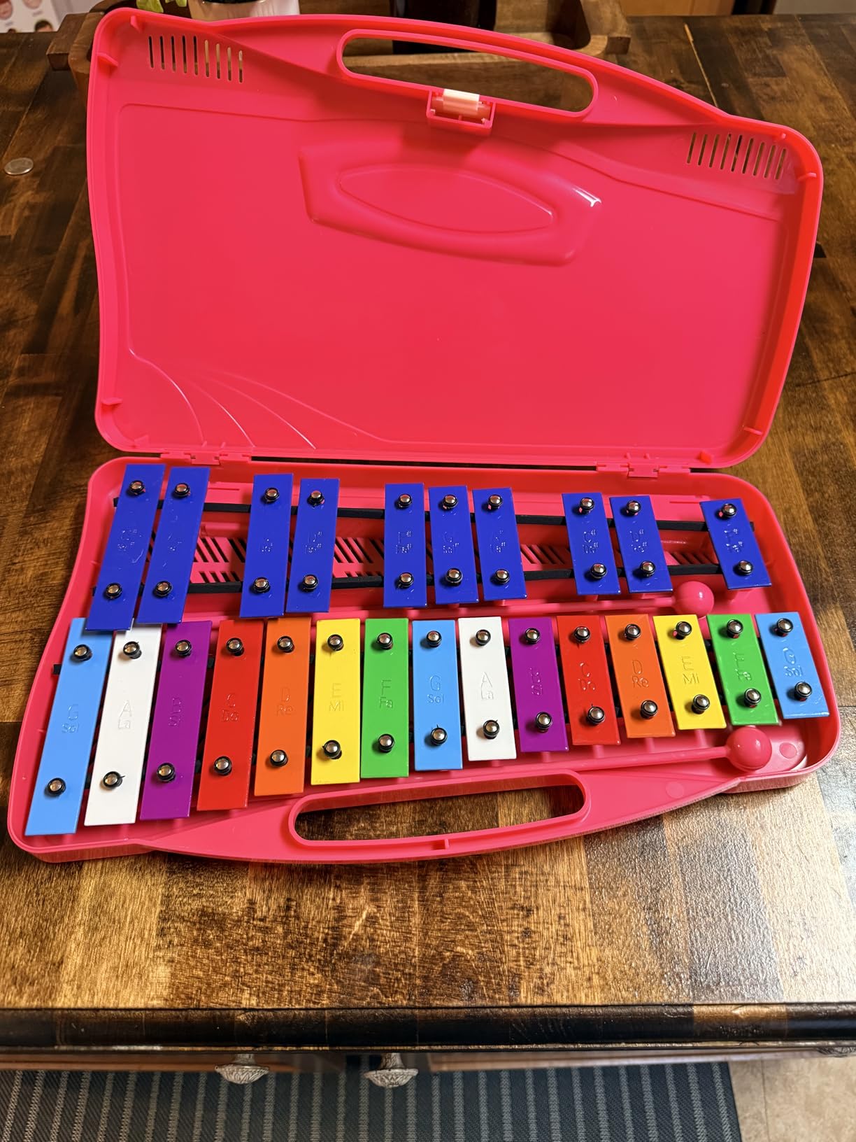 Soulmate Xylophone for Kids 25 note Xylophone Instrument Professional Glockenspiel Percussion with case and Two Safe Mallets for Beginners, Colorful Metal Keys,Music Teaching, Gifts(Blue） customer photo 1