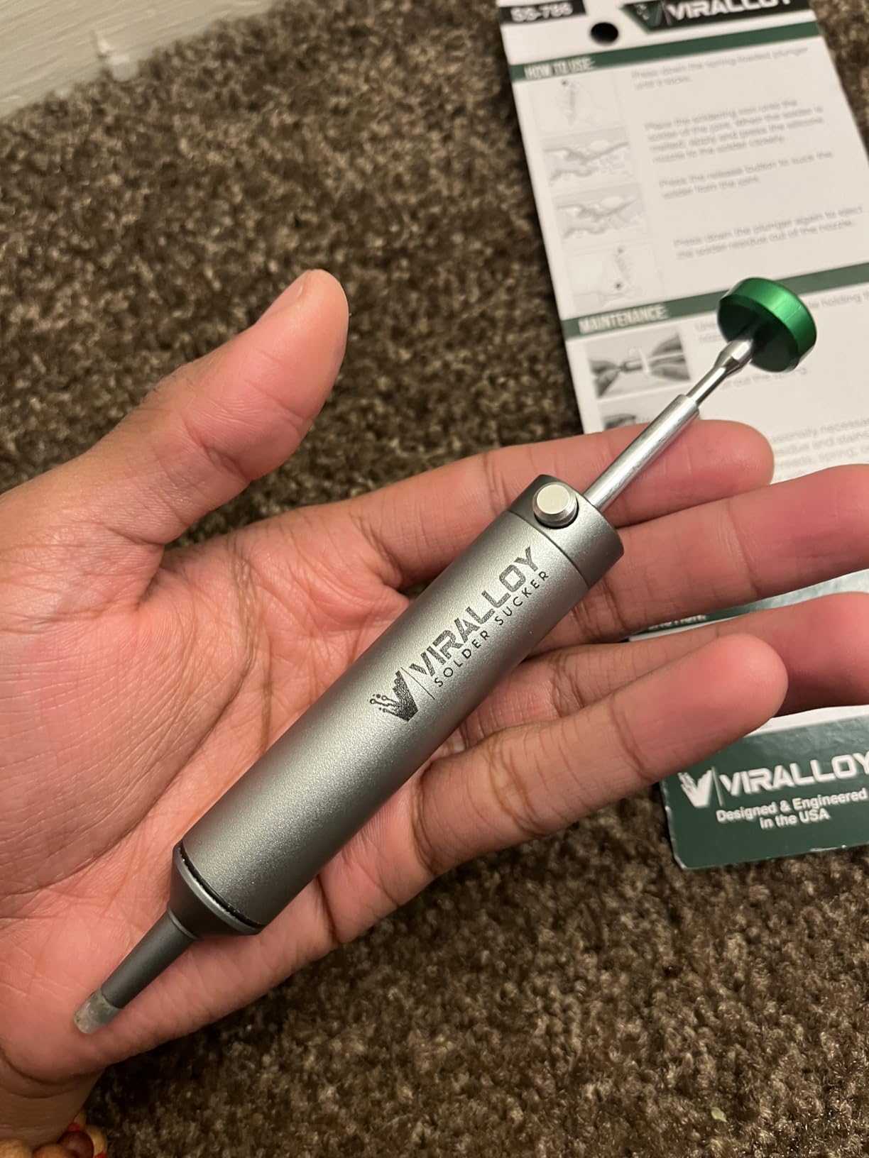 Solder Sucker Tool No Clog Silicone-Tip Manual Desoldering Pump Soldering Accessories for Solder Remover – Unrivaled Suction • No Power Needed • Ultra Low-Maintenance • Best-in-Class Desoldering Gun customer photo 1