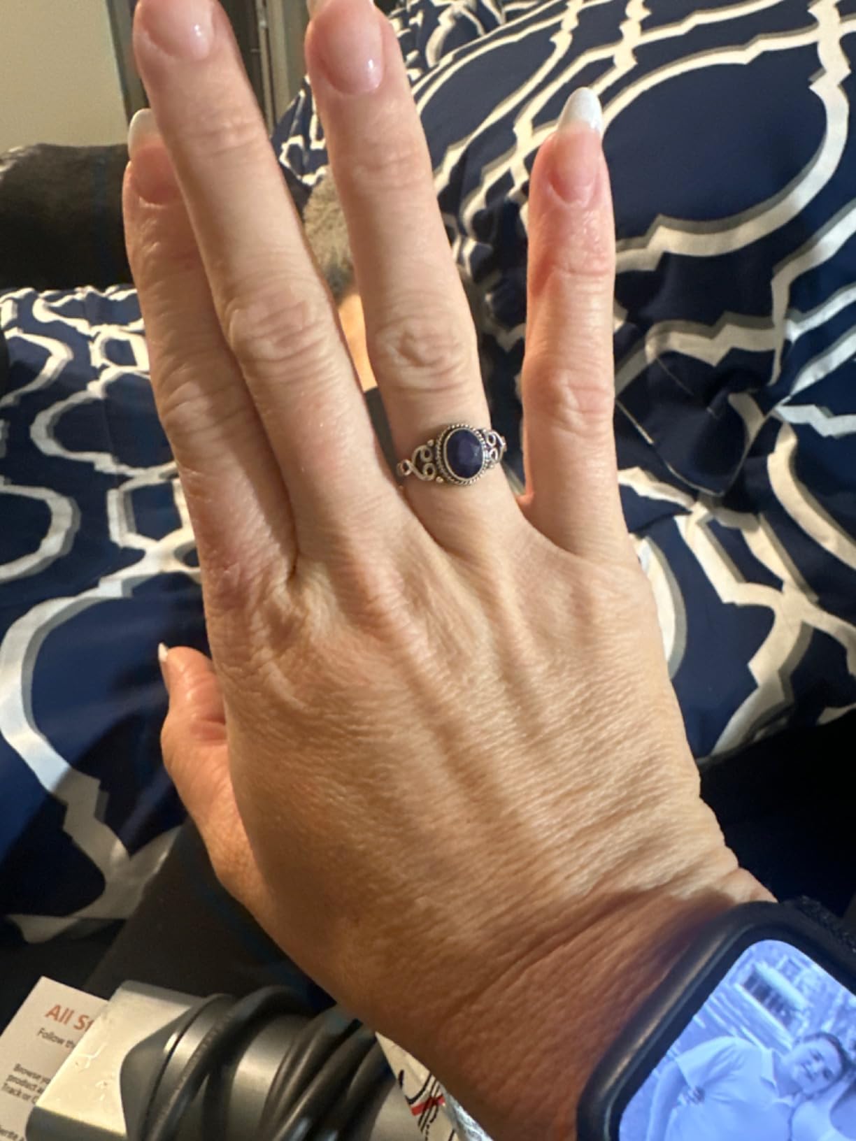 Blue Sapphire Stone Ring 925 Sterling Silver Statement Ring For Women Handmade Gemstone Christmas Jewellery Gift For Her customer photo 1