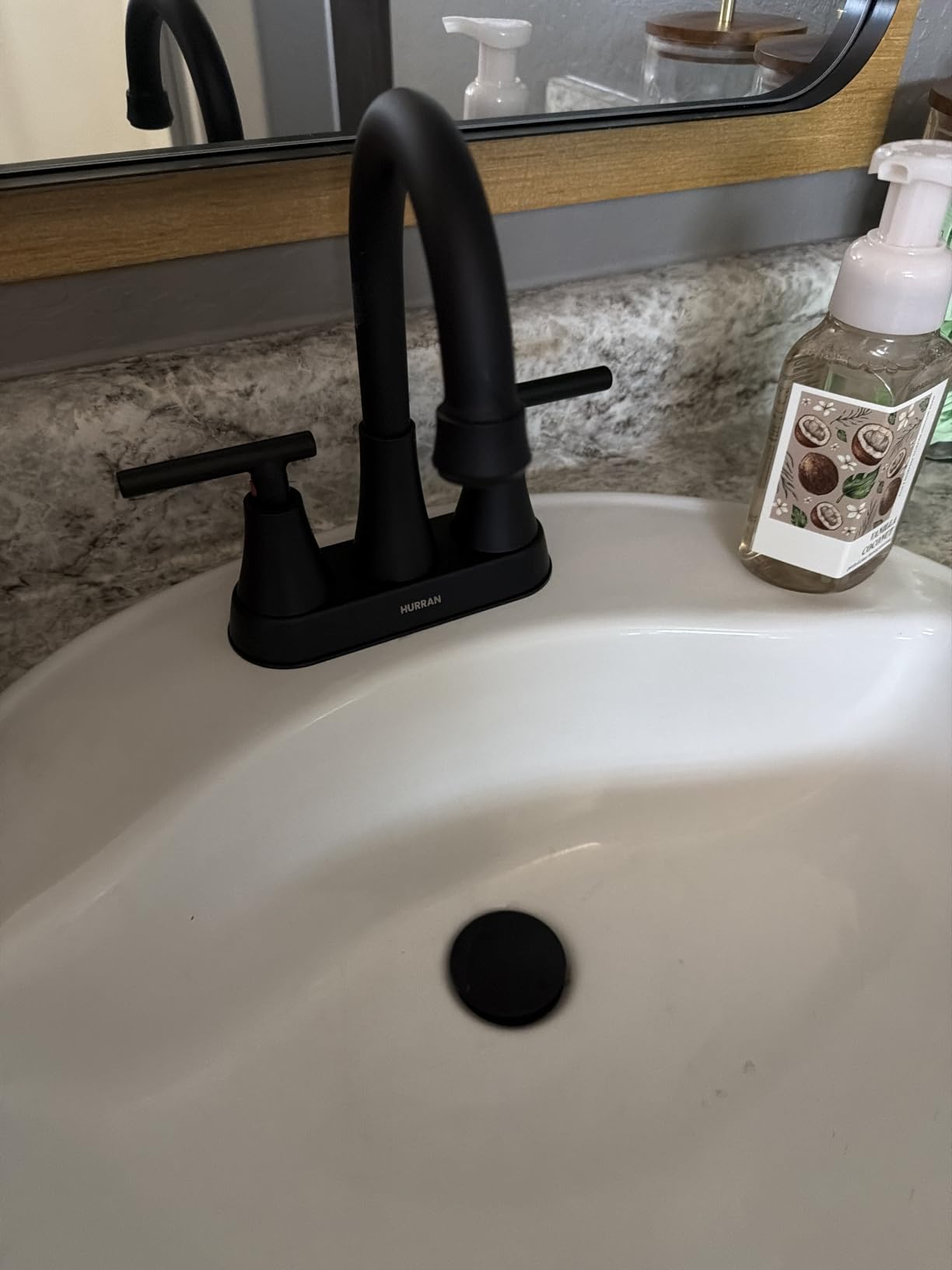 Bathroom Faucet, Hurran 4 inch Centerset 2-Handle Lead-Free, Brushed Nickel customer photo 2