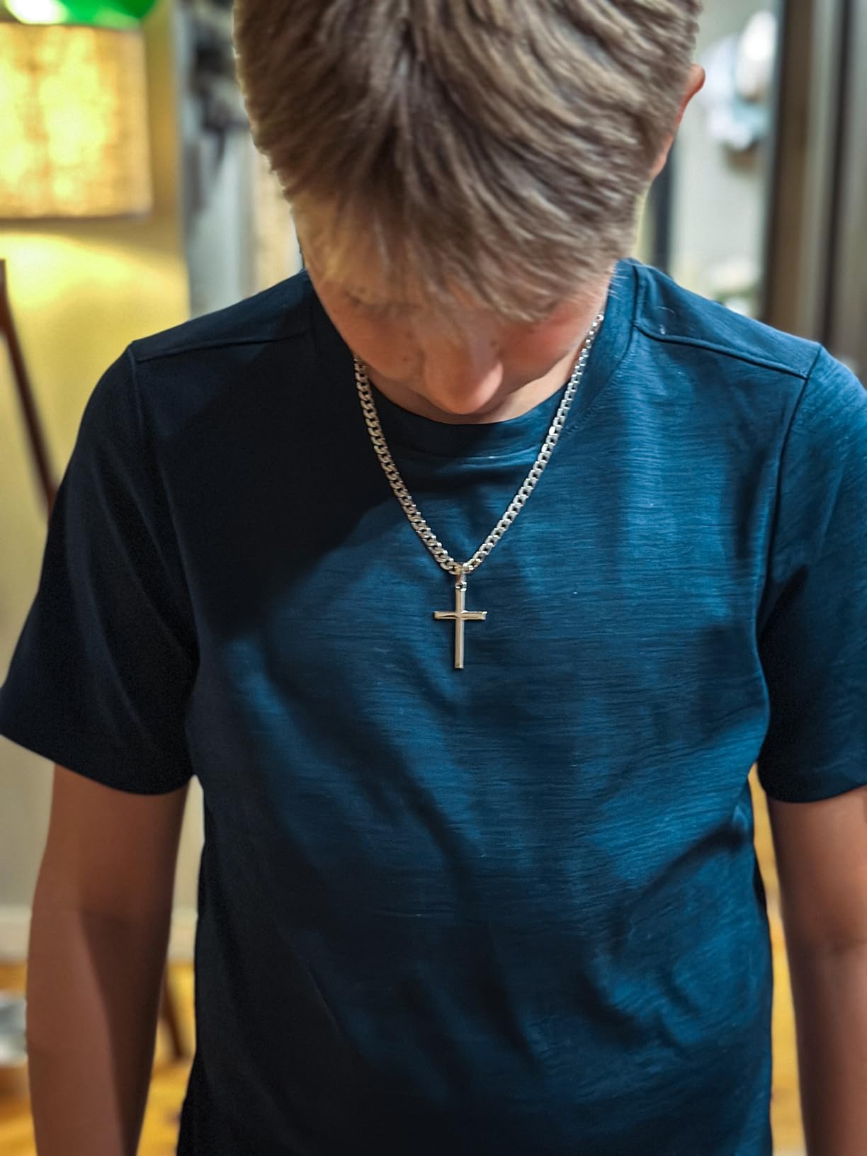 Besteel 925 Sterling Silver Cross Necklace for Men Women Chain 16-30 Inches customer photo 2