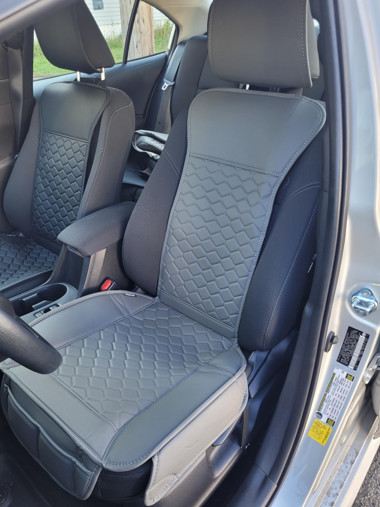 Elantrip Front Seat Covers 2PC Waterproof Faux Leather for Cars SUV Black | Soft faux leather helps protect front seats from spills, wear, and daily mess while giving your interior a cleaner look. customer photo 1