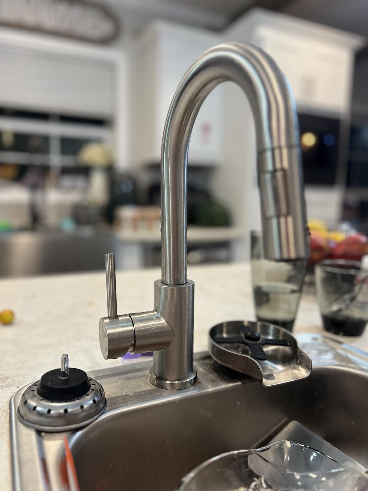 CENOSA Bar Sink Faucet Single Hole with Pull Down Sprayer Brushed Nickel customer photo 1