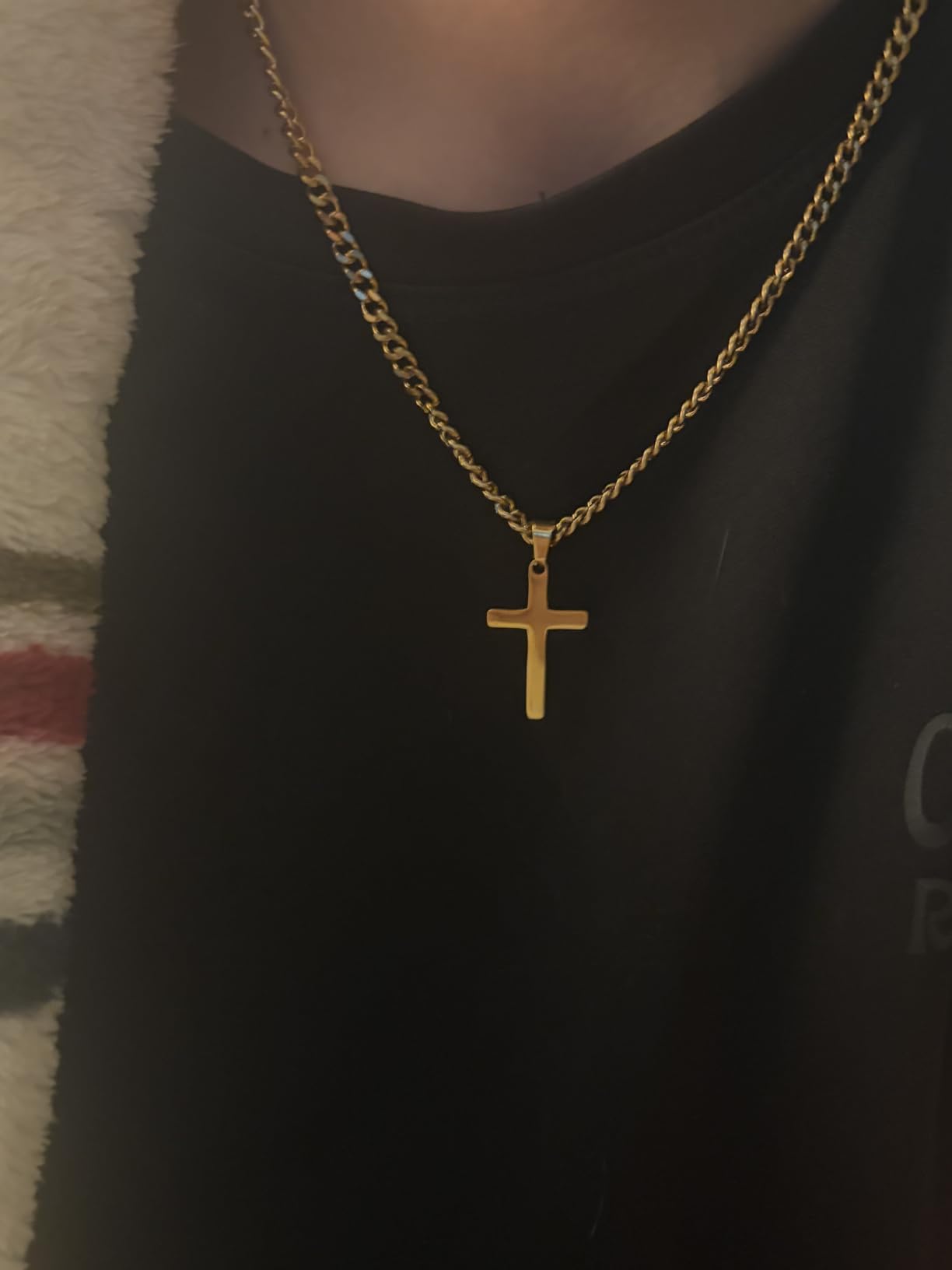 Cross Necklace for Men, Gold Black Silver Mens Cross Necklaces Stainless Steel Cross Pendant Necklace Simple Jewelry Gifts Cross Chain Necklaces for Men customer photo 2