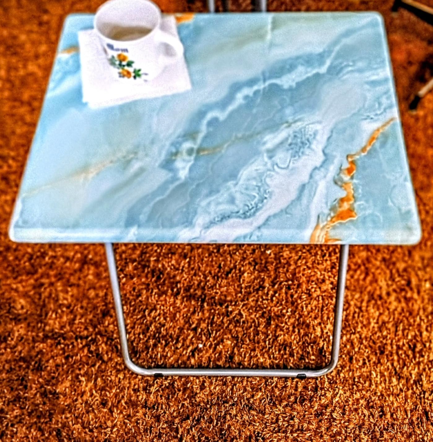 Garden 4 you 25In Portable Folding TV Tray Table on Bed & Sofa,TV Dinner Tray with Sturdy MDF,Portable Table with No Assembly Required (Walnut,1PC) customer photo 1