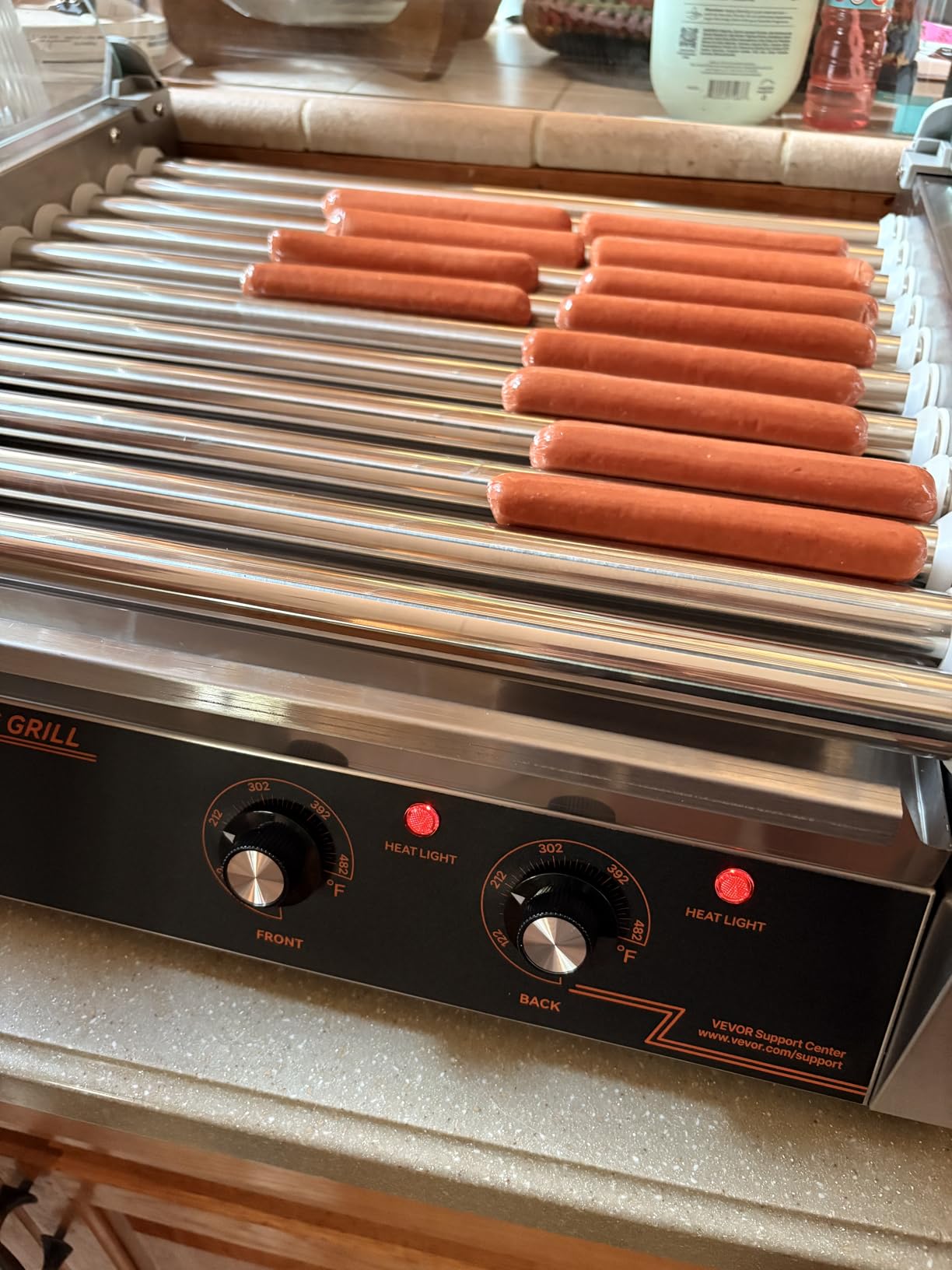 VEVOR Hot Dog Roller, 30 Hot Dog Capacity 11 Rollers, 1800W Stainless Steel Cook Warmer Machine w/Cover & Dual Temp Control, LED Light & Detachable Drip Tray, Sausage Grill Cooker for Kitchen Canteen customer photo 2