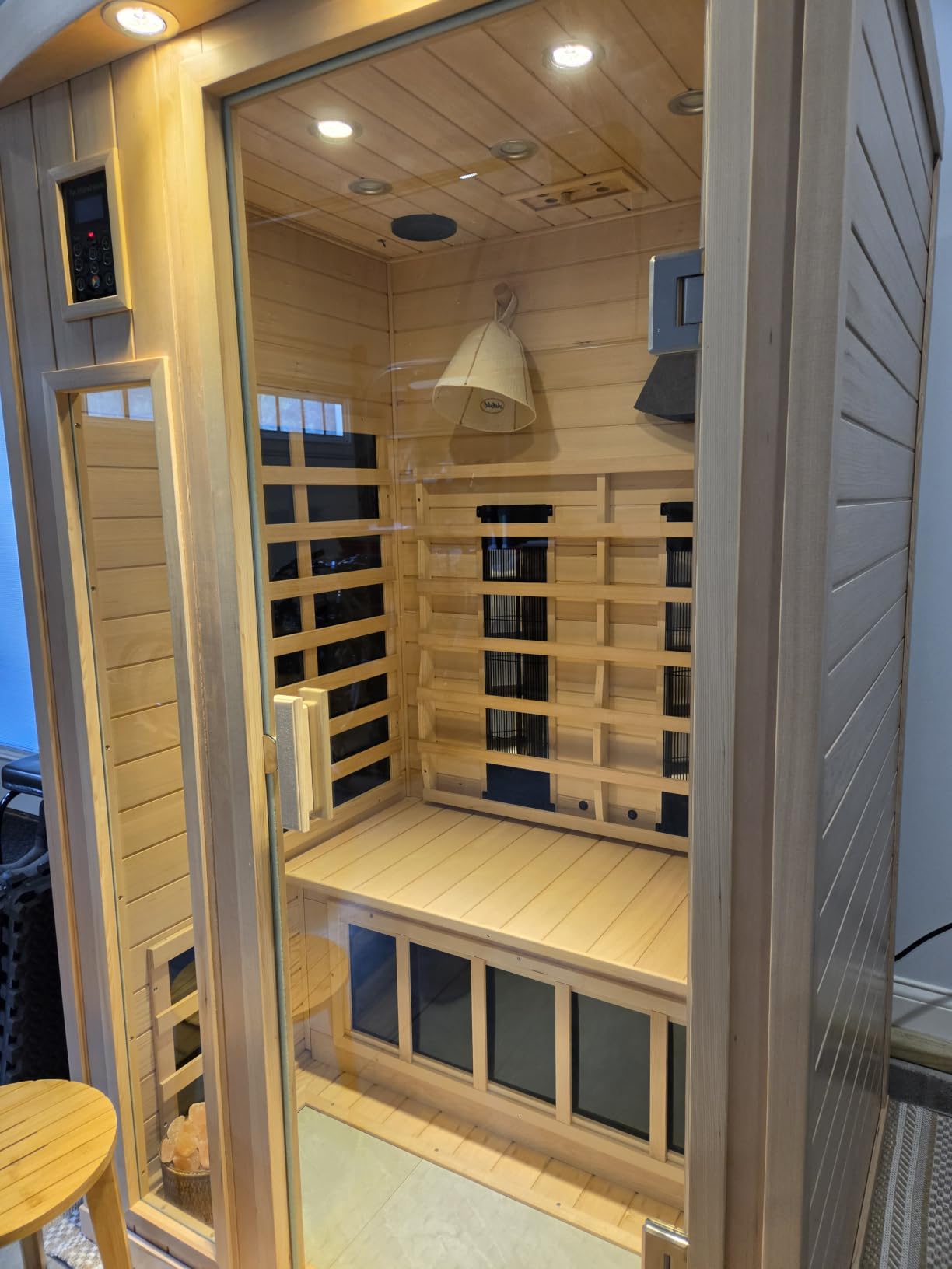 Kanlanth 1-2 Person Infrared Sauna, Hemlock Wood Low EMF Far Infrared Saunas for Home, APP Control 1350w Indoor Personal Sauna Room with Blue-Tooth, 7 Color Therapy Light, 7 Heating Panels customer photo 2