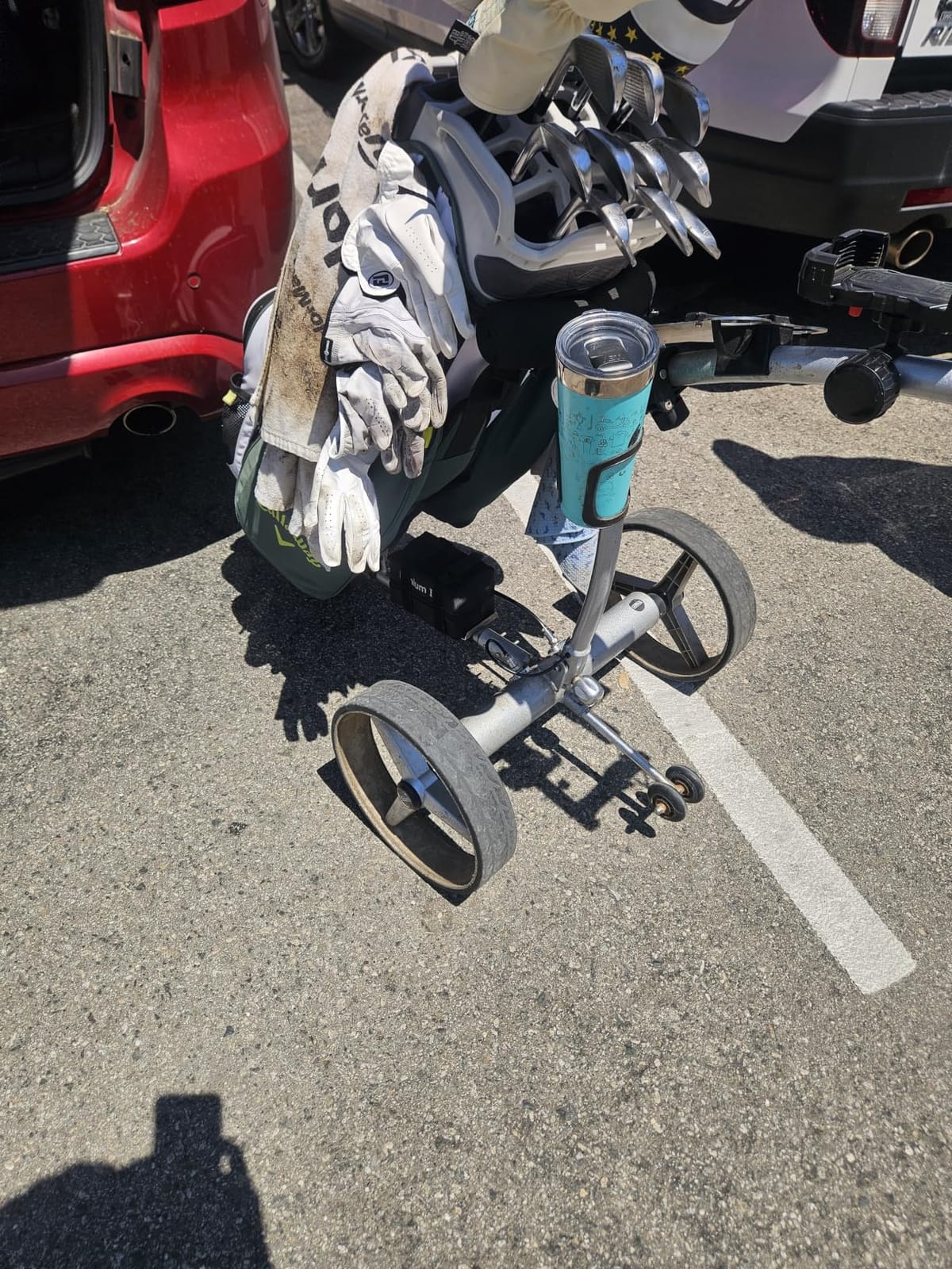 Electric Golf Push Cart with Remote Control - Up to 36 Hole & 1500 Life Cycle Lithium Battery Twin Motors Lightweight customer photo 2