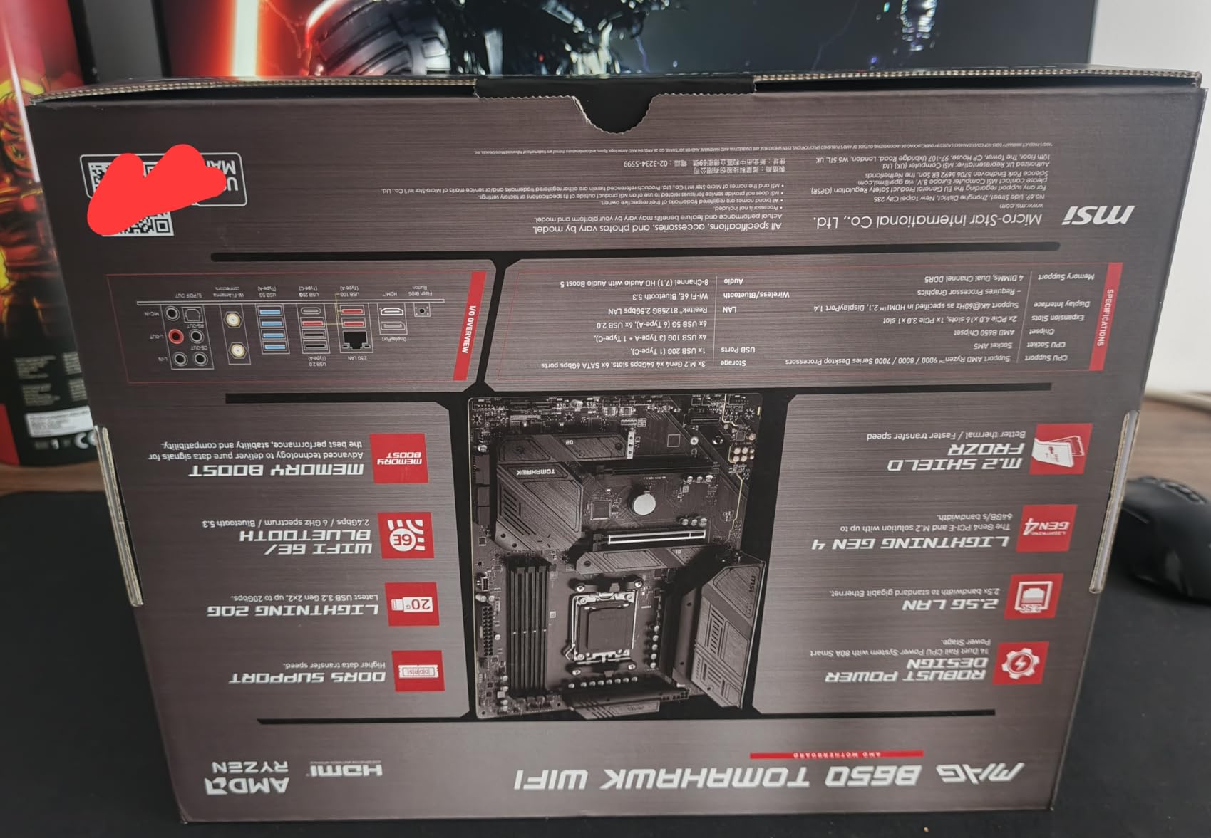 MSI MAG B650 Tomahawk WiFi Gaming Motherboard (AMD Ryzen 9000/8000/7000 Series Processors, AM5, DDR5, PCIe 4.0, M.2, SATA 6Gb/s, USB 3.2 Gen 2, HDMI/DP, Wi-Fi 6E, Bluetooth 5.3, 2.5Gbps LAN, ATX) customer photo 1
