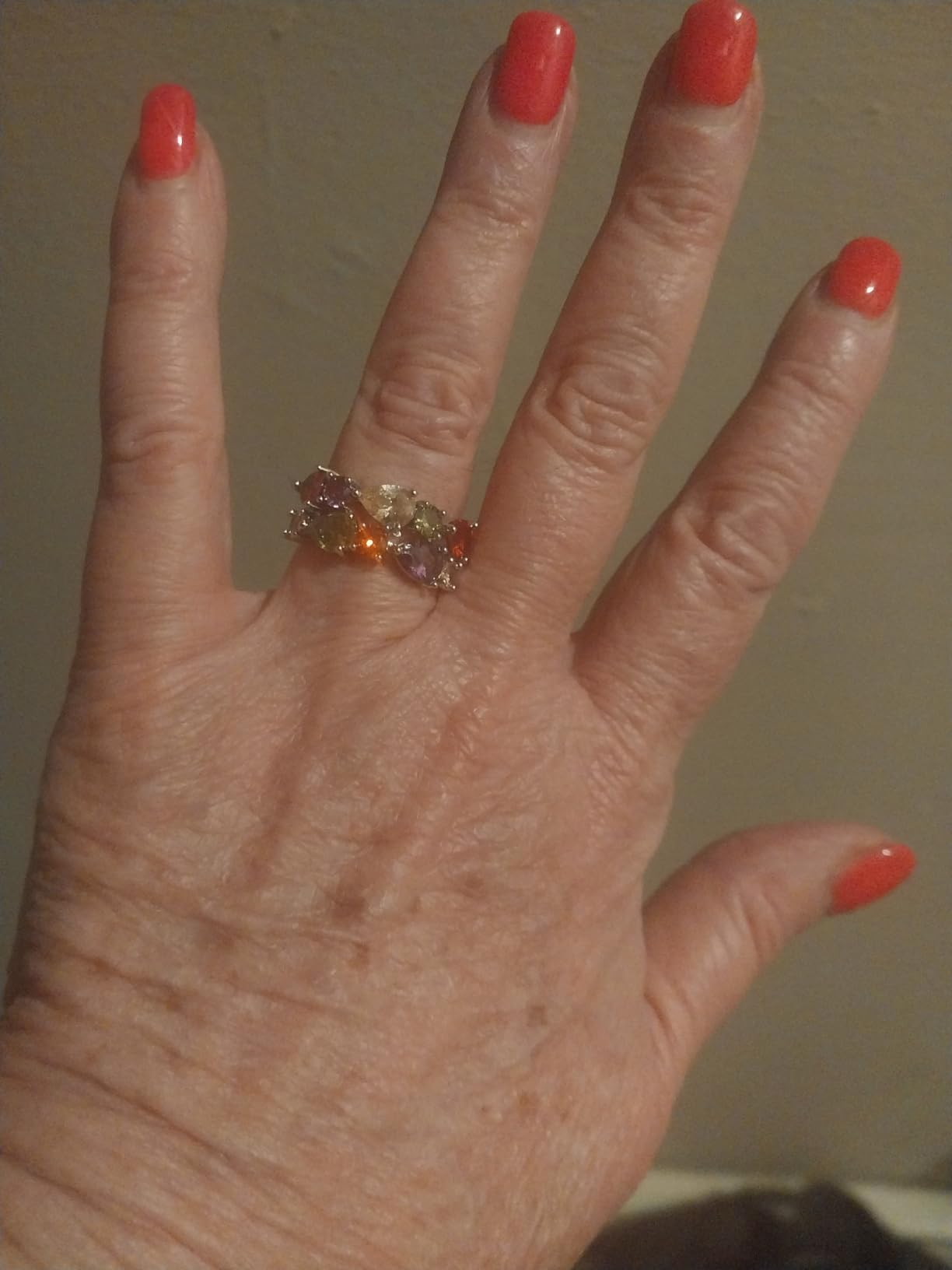 Multi Gemstone Ring Morganite Garnet Amethyst Peridot Promise Wedding Party Ring for Women Size 6 to 10 customer photo 1