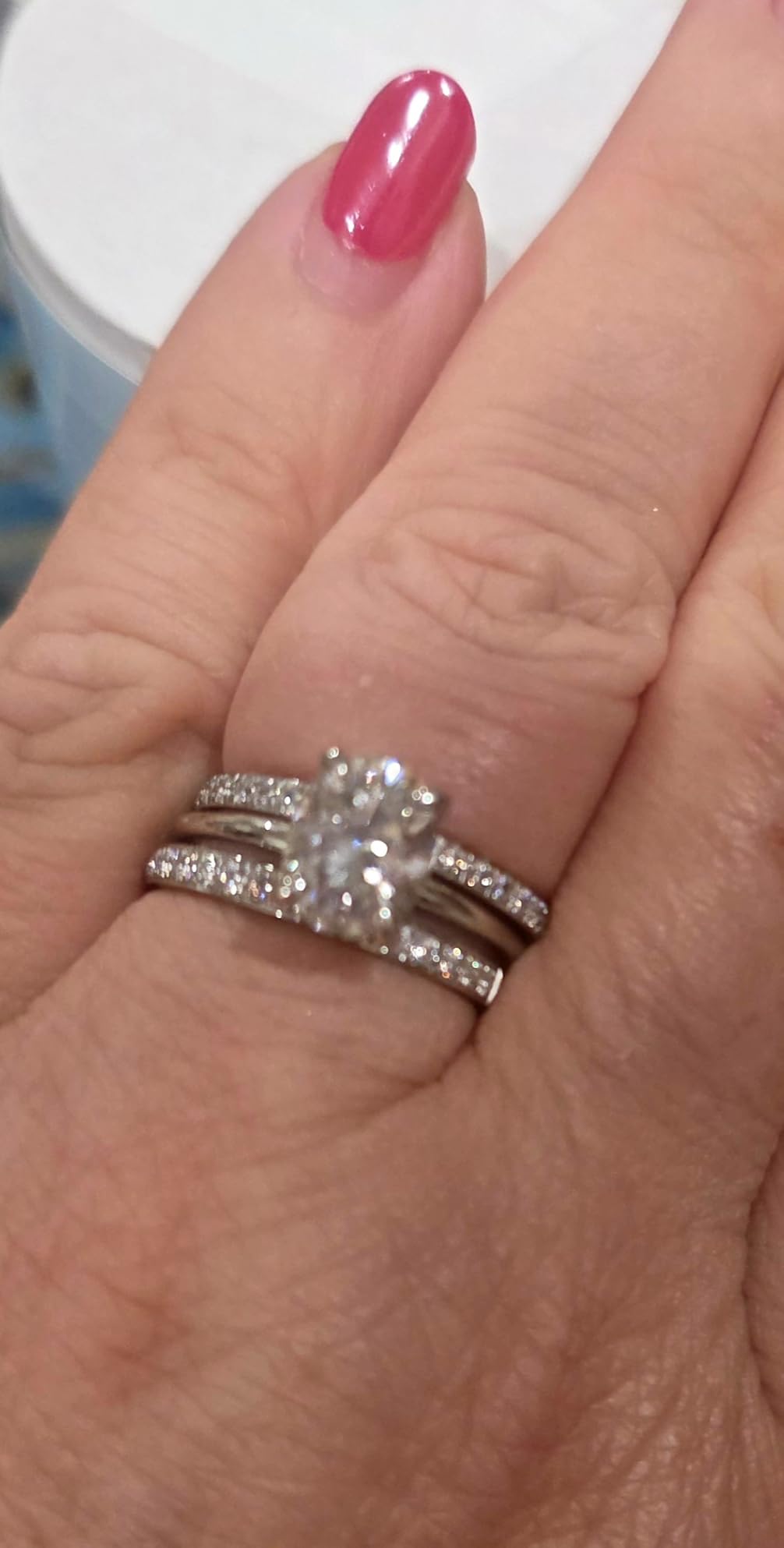 Ladylike S925 Oval Moissanite Engagement Ring for Women with Hidden Halo customer photo 1
