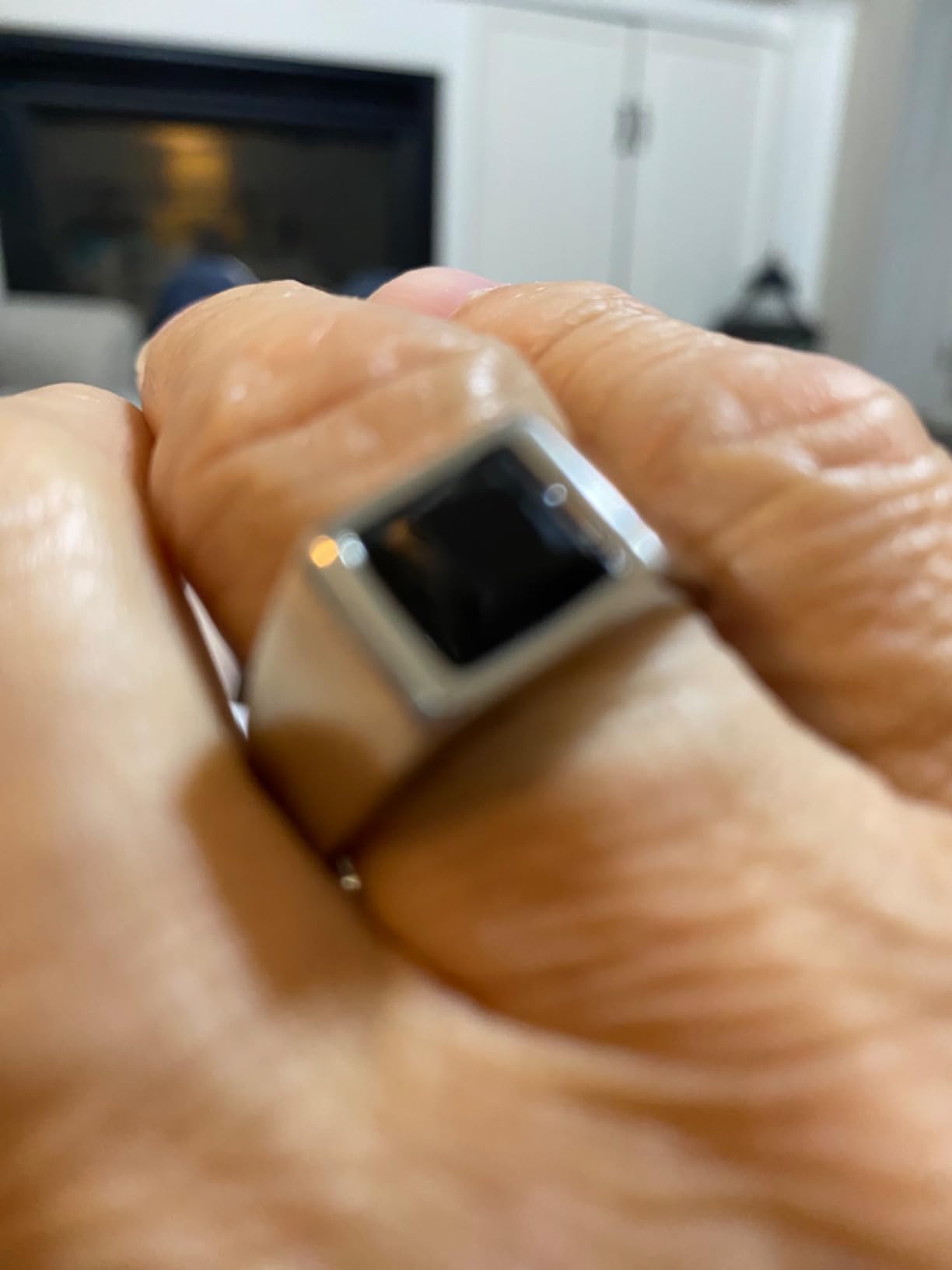Bestyle Stainless Steel Men Signet Ring-Black/Blue Gemstone Band Ring-Classic Simple Thick Men Ring Size 7-14 customer photo 1