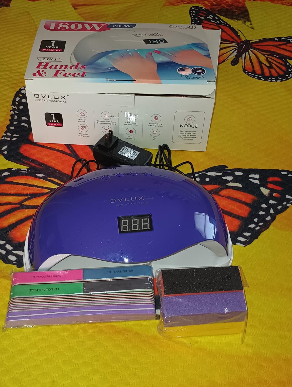 OVLUX 180W UV LED Nail Lamp - Professional Fast Nail Dryer for Gel Polish with 57 LEDs, Auto Sensor, LCD Display, 4 Timer Settings, Cures Fingernails & Toenails, for All Gel Types - Color Tiffany customer photo 2