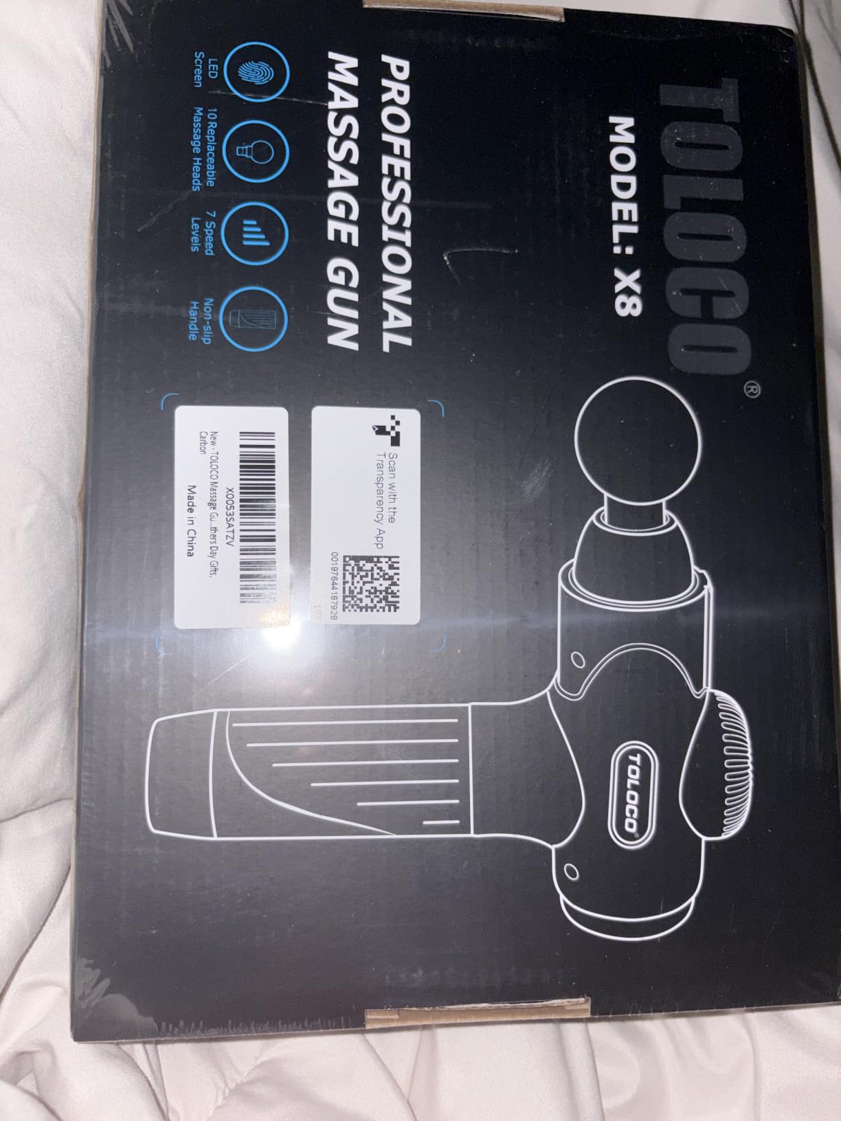TOLOCO Massage Gun Deep Tissue, Percussion Massage Gun with 10 Replacement Heads, Super Quiet Portable Electric Massager for Athletes, Relax, Fathers Day Dad Gifts, Black customer photo 1