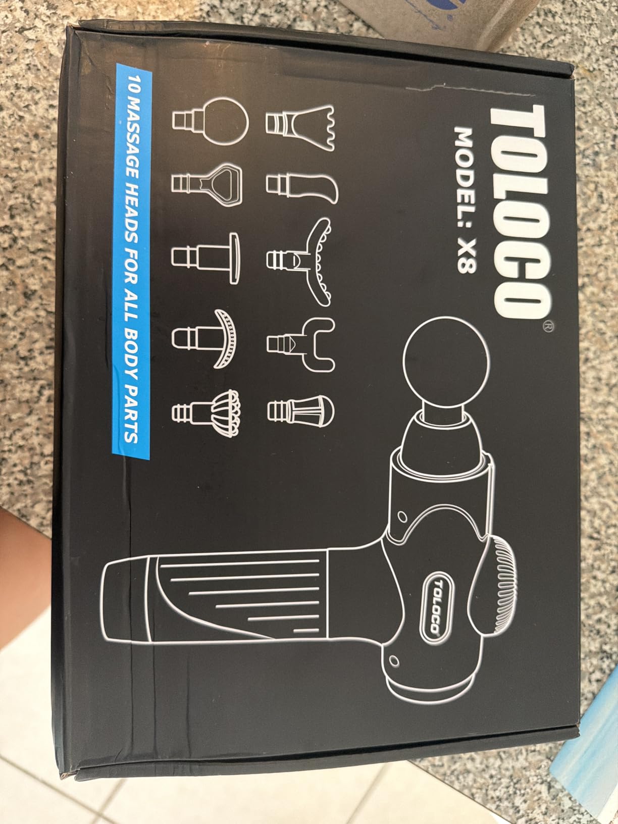 TOLOCO Massage Gun Deep Tissue, Percussion Massage Gun with 10 Replacement Heads, Super Quiet Portable Electric Massager for Athletes, Relax, Fathers Day Dad Gifts, Black customer photo 2