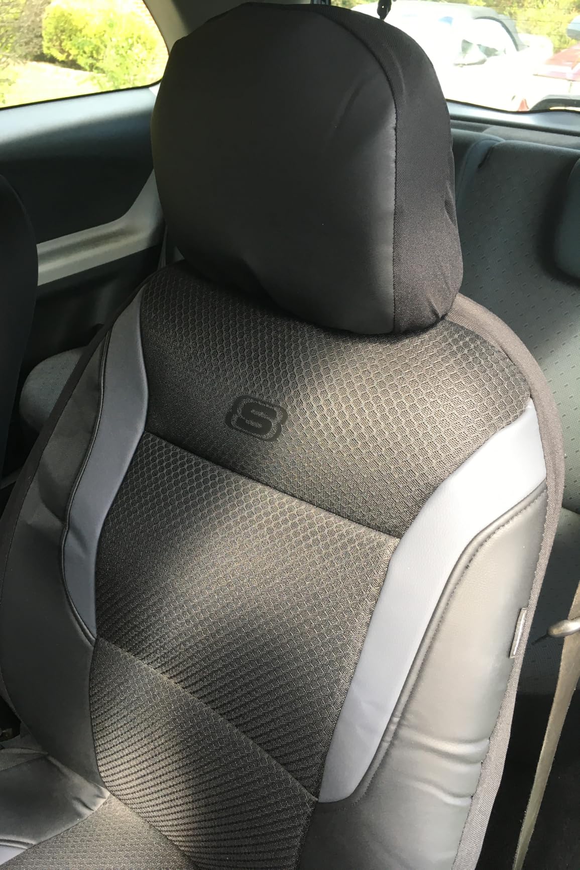Skechers Memory Foam Seat Covers, Air Cool Mesh Thick Car Seat Covers, Car Seat Covers Front Seats Airbag Compatible, Universal Automotive Comfort for Most Cars, Vans, Trucks, SUV, Black customer photo 1