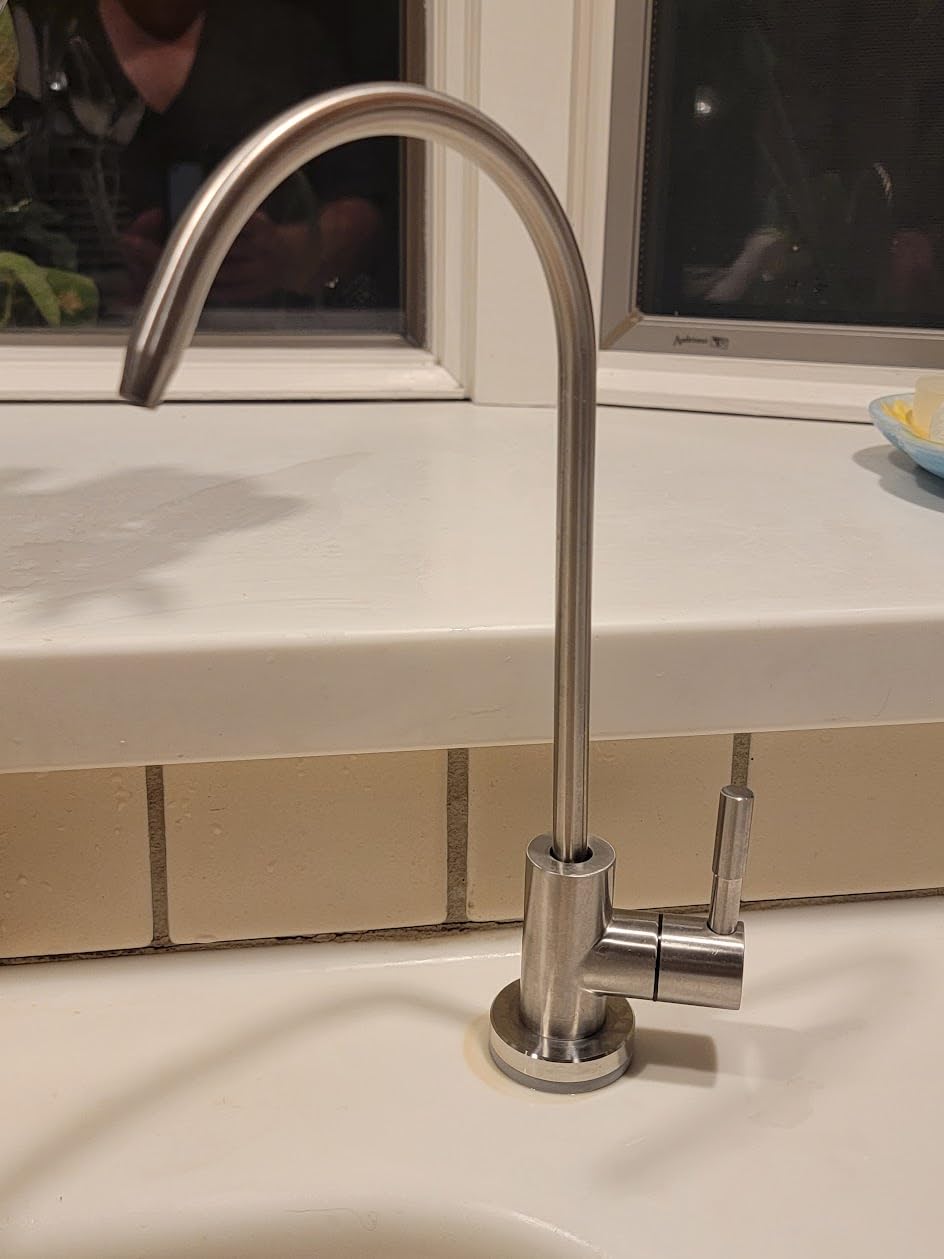 Drinking Water Faucet,Easy to Install Sink Water RO Faucet,Lead-Free Reverse Osmosis Faucets for Kitchen Bar Sink,Brushed Nickel SUS304 Stainless Steel customer photo 2