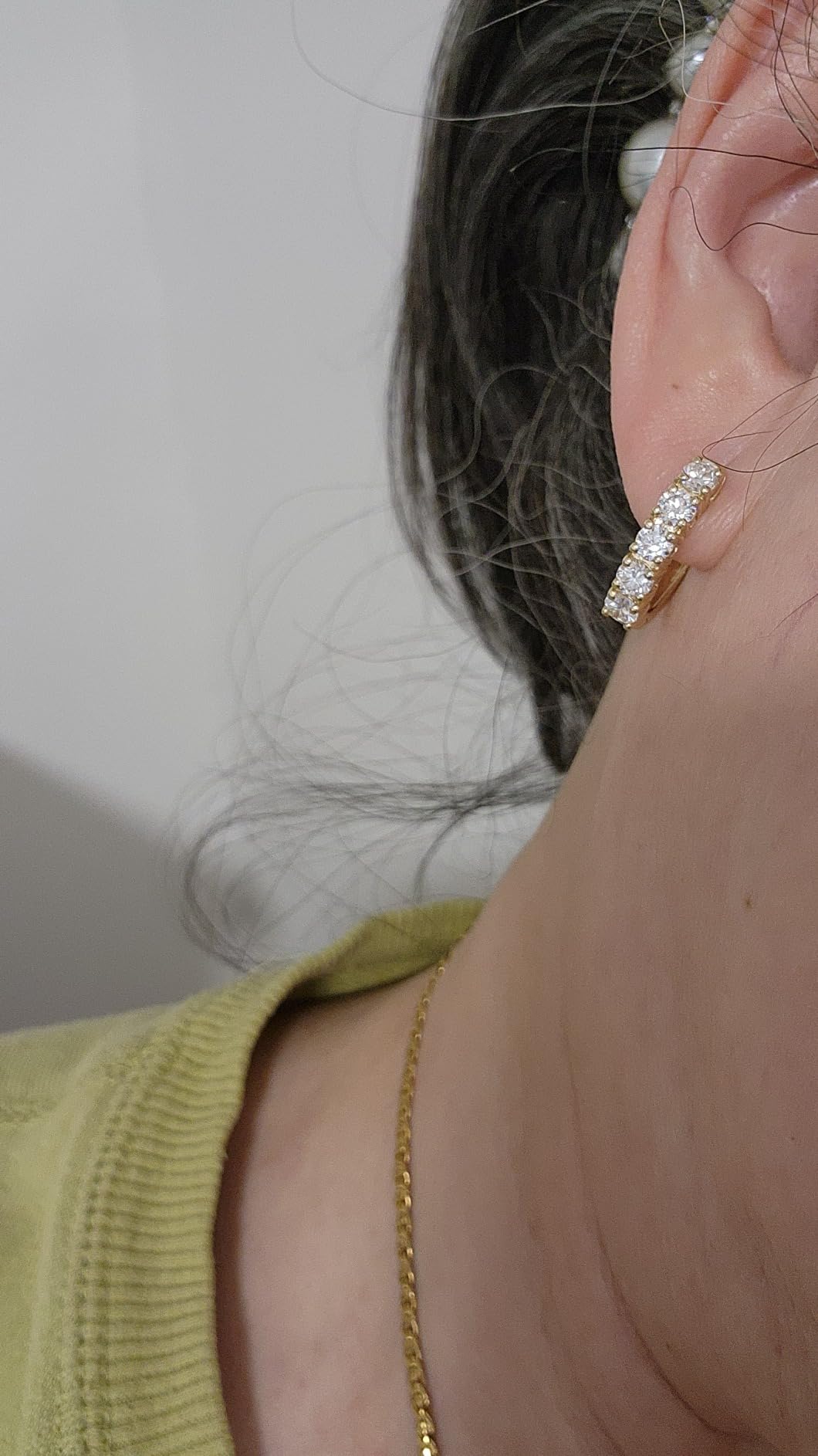 1 to 6 Carat 14K White Gold Classic LAB GROWN Diamond Huggie Hoop Earrings customer photo 2