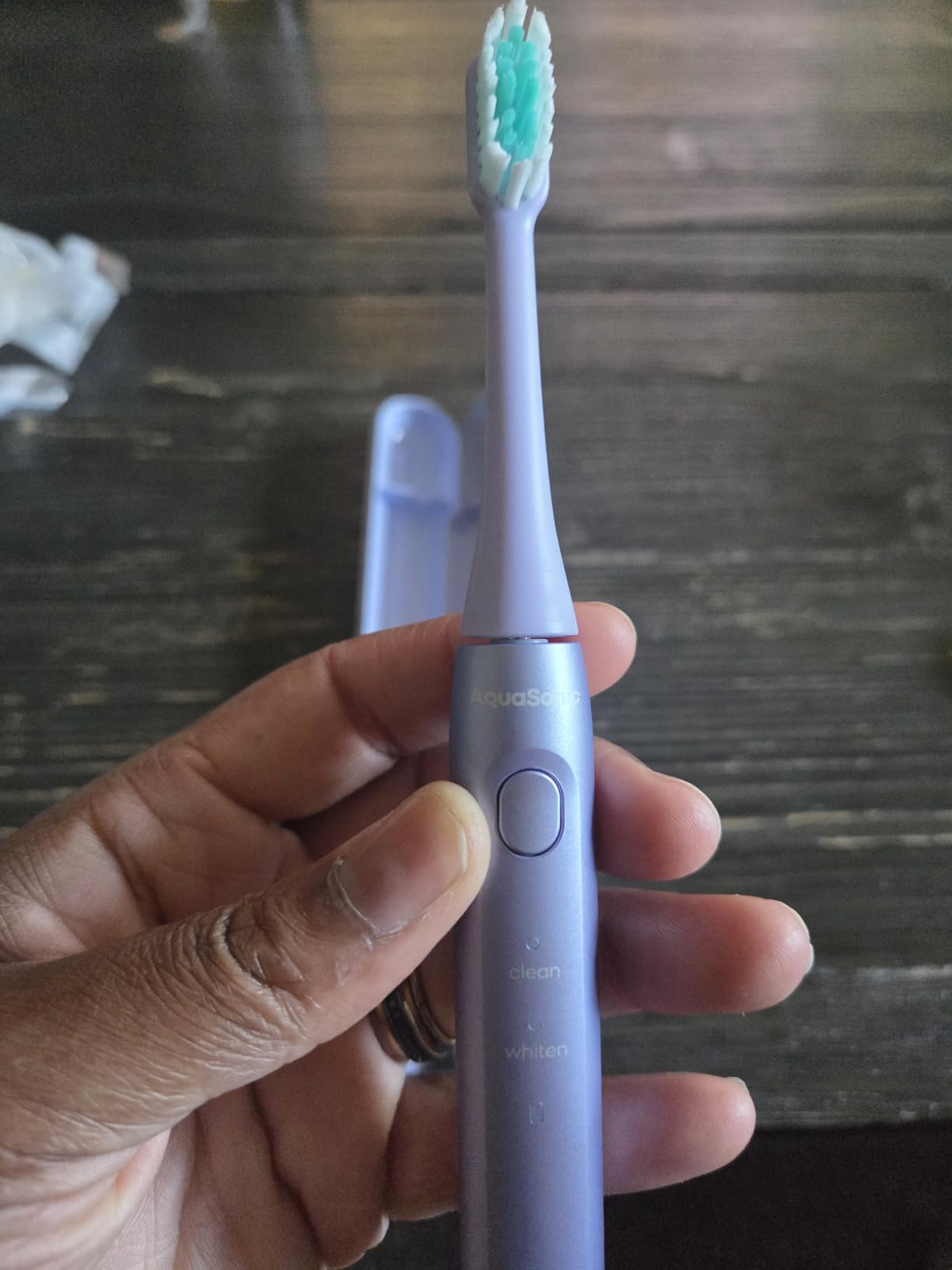 Aquasonic Icon ADA-Accepted Rechargeable Toothbrush | Magnetic Holder & Slim Travel Case | 2 Brushing Modes & Smart Timers | Gentle Micro-Vibrations (Lilac) customer photo 2