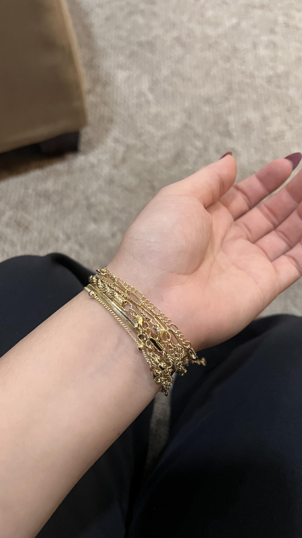 Dearmay Gold Bracelets for Women Waterproof, 14K Gold Plated Minimalist Bracelets Stack Non Tarnish Trendy Dainty Herringbone Vintage Cuban Paperclip Rope Thin Box Link Chain Stackable Jewelry Sets Modern Fashion Accessories Gifts for Womens customer photo 2