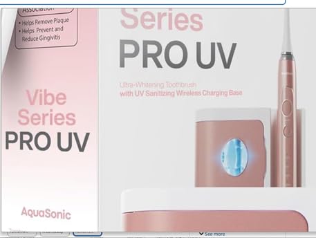 Aquasonic Vibe Series PRO – Ultra-Whitening Electric Toothbrush – 5 Modes & Smart Timers – UV Sanitizing Base – ADA Accepted (Satin Rose Gold) customer photo 1