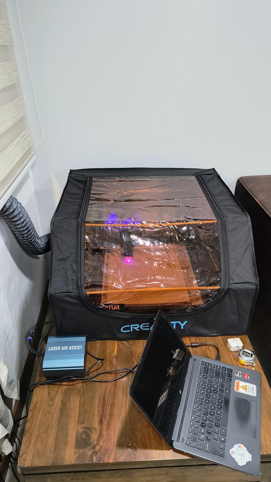Creality Laser Engraver Enclosure, Fireproof and Dustproof Protective Cover 700x720x400mm with Exhaust Fan and Pipe, Fits for Most Laser Cutter, Insulates Against Smoke, Odor and Noise, Eye Protection customer photo 1
