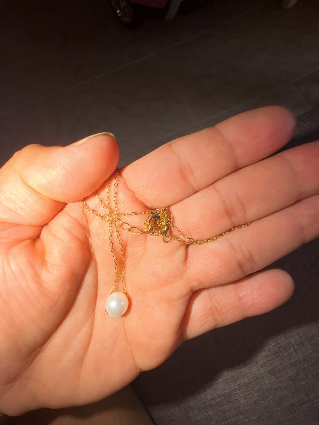 Trinckle Pearl Necklaces for Women, Pearl Choker Dainty Pendant Necklace customer photo 2