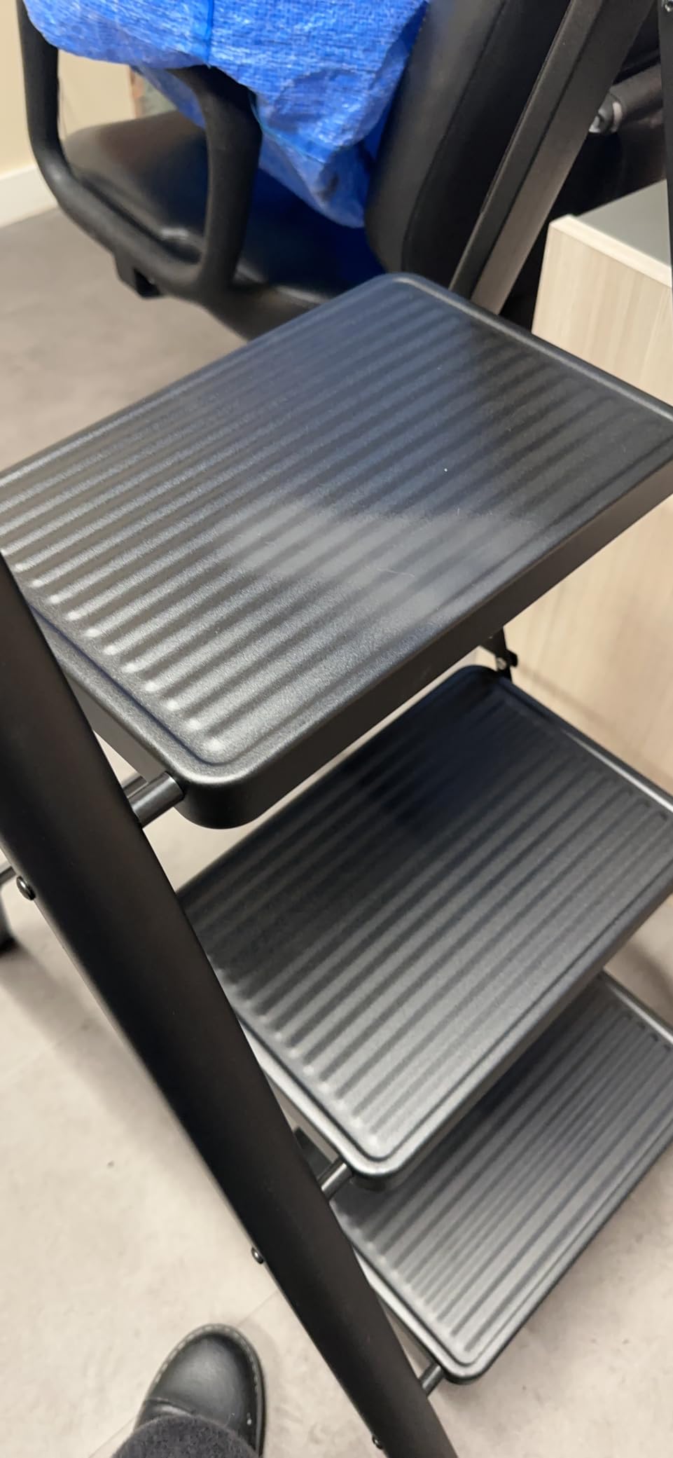 Double Elite Folding 3 Step Ladder, Sturdy Small Step Stool for Adults, Safer Full Steel Multi-use Kitchen Ladder for Home, Closet Step Stool Ladder with Wide Pedals, Black, 3-Step customer photo 2