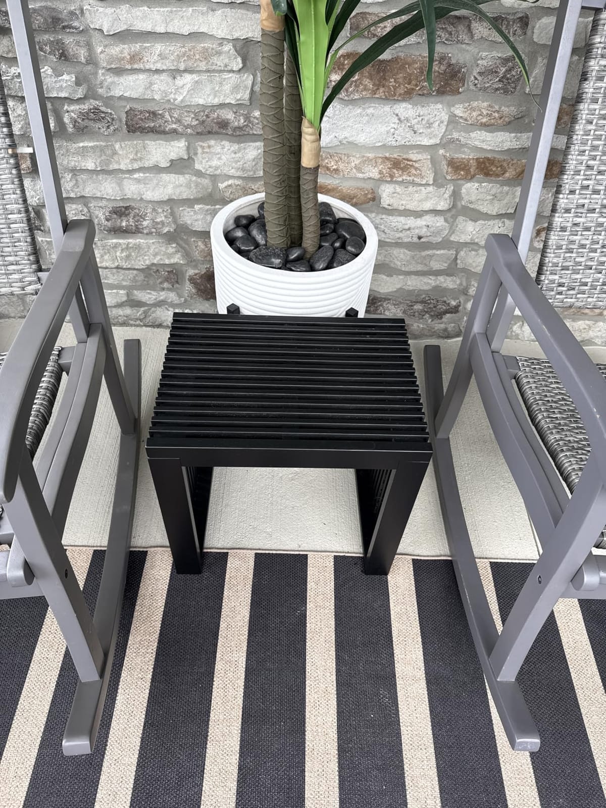 APRTAT Bamboo Dining Bench 17 Inch Indoor Wooden Shoe Benches for Entryway (Black, 35.4 Inch, Pattern A) customer photo 2